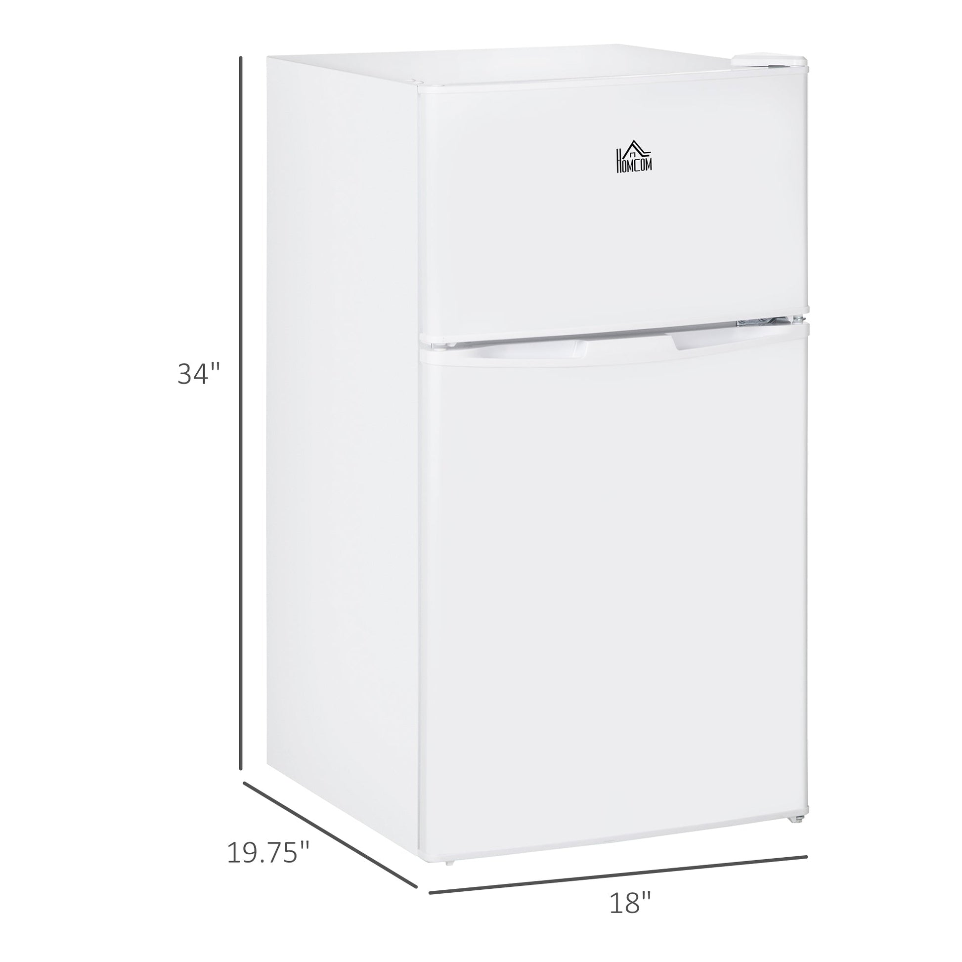 3.2 Cu.Ft Double Door Mini Fridge with Freezer, Adjustable Shelf, White Small Kitchen Appliances White  at Gallery Canada