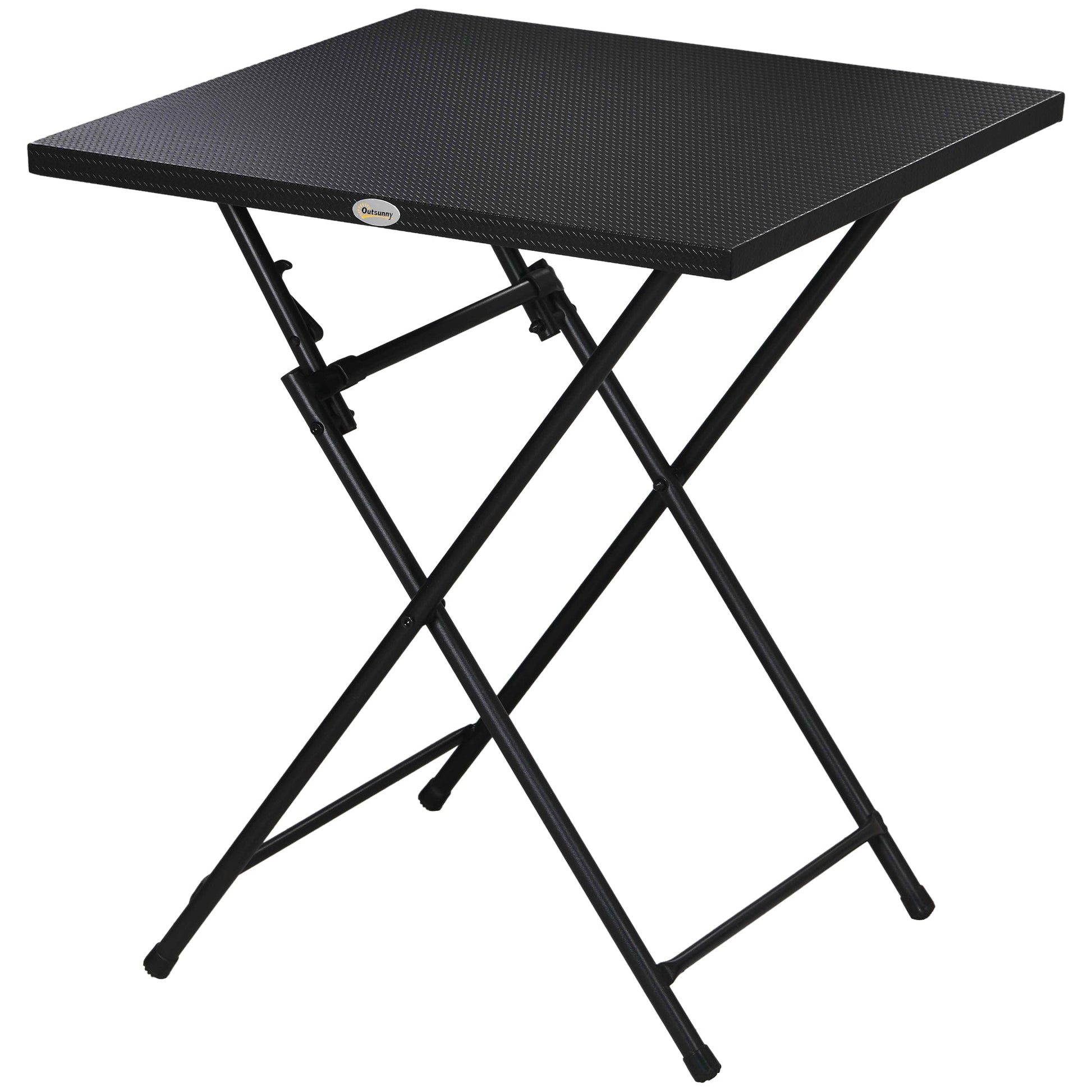 Folding Coffee Table, Folding Patio Table, Square Small Side Table with Metal Plate Top, 23.6" x 23.6", Black Patio Side Tables Black  at Gallery Canada