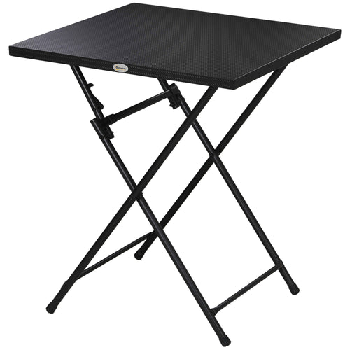 Folding Coffee Table, Folding Patio Table, Square Small Side Table with Metal Plate Top, 23.6