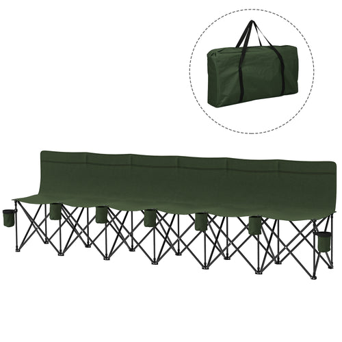 6 Seat Folding Camping Chair with Cup Holder and Carrying Case for Camping, Picnic, Sports Events, Dark Green