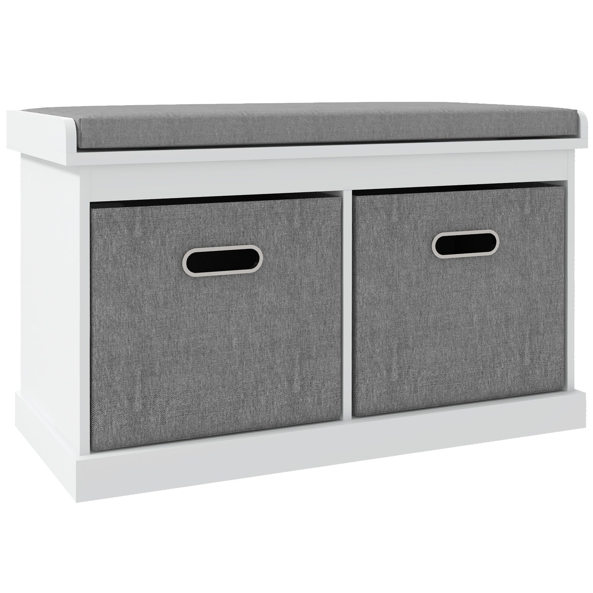 Shoe Storage Bench with Seat, Entryway Bench Seat with Cushion, 2 Fabric Drawers for Hallway, White Shoe Storage Cabinets & Racks   at Gallery Canada