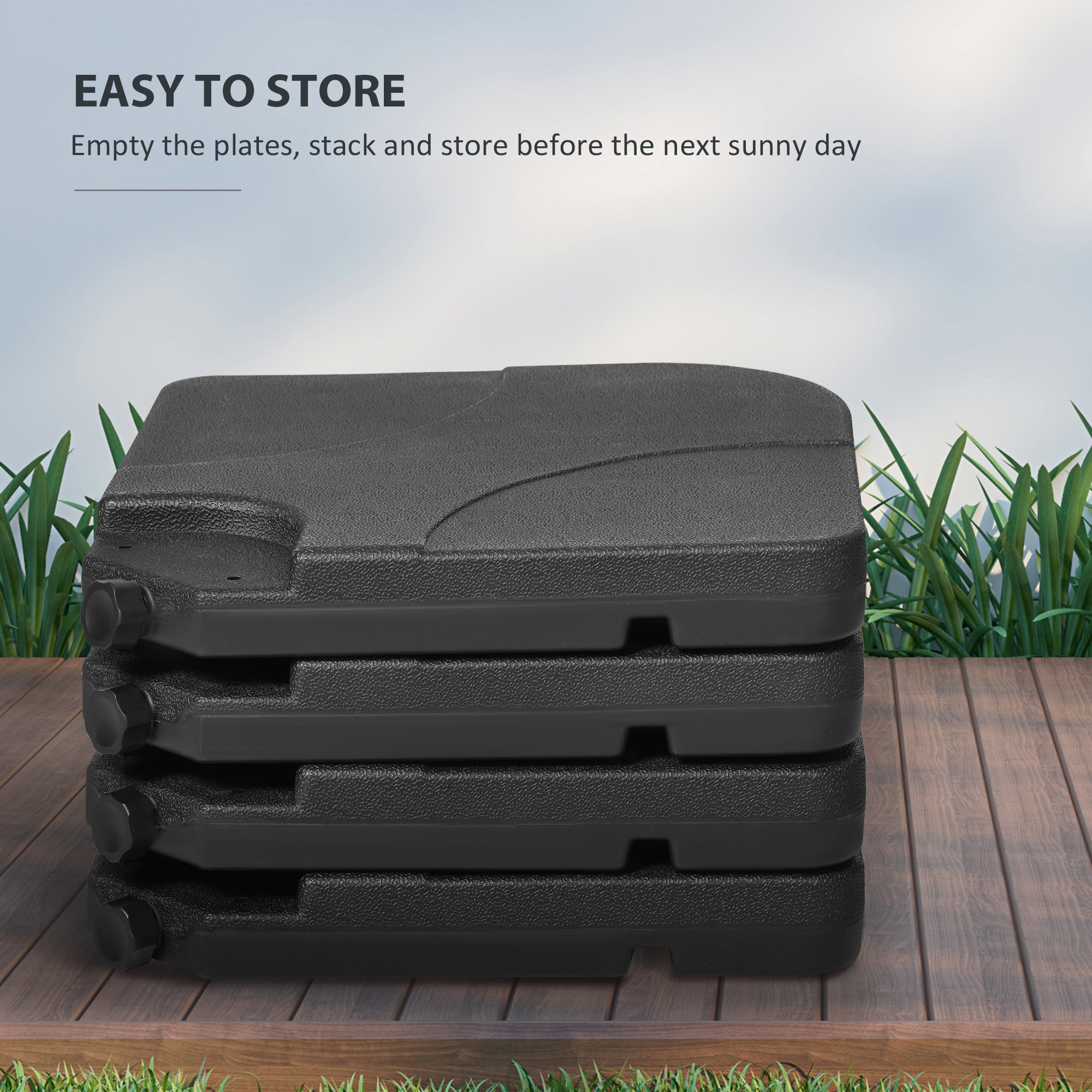 4 Piece Umbrella Base Stand w/ U Locking, 132 lb Capacity Water or 172 lb Capacity Sand, Black Umbrella Bases at Gallery Canada