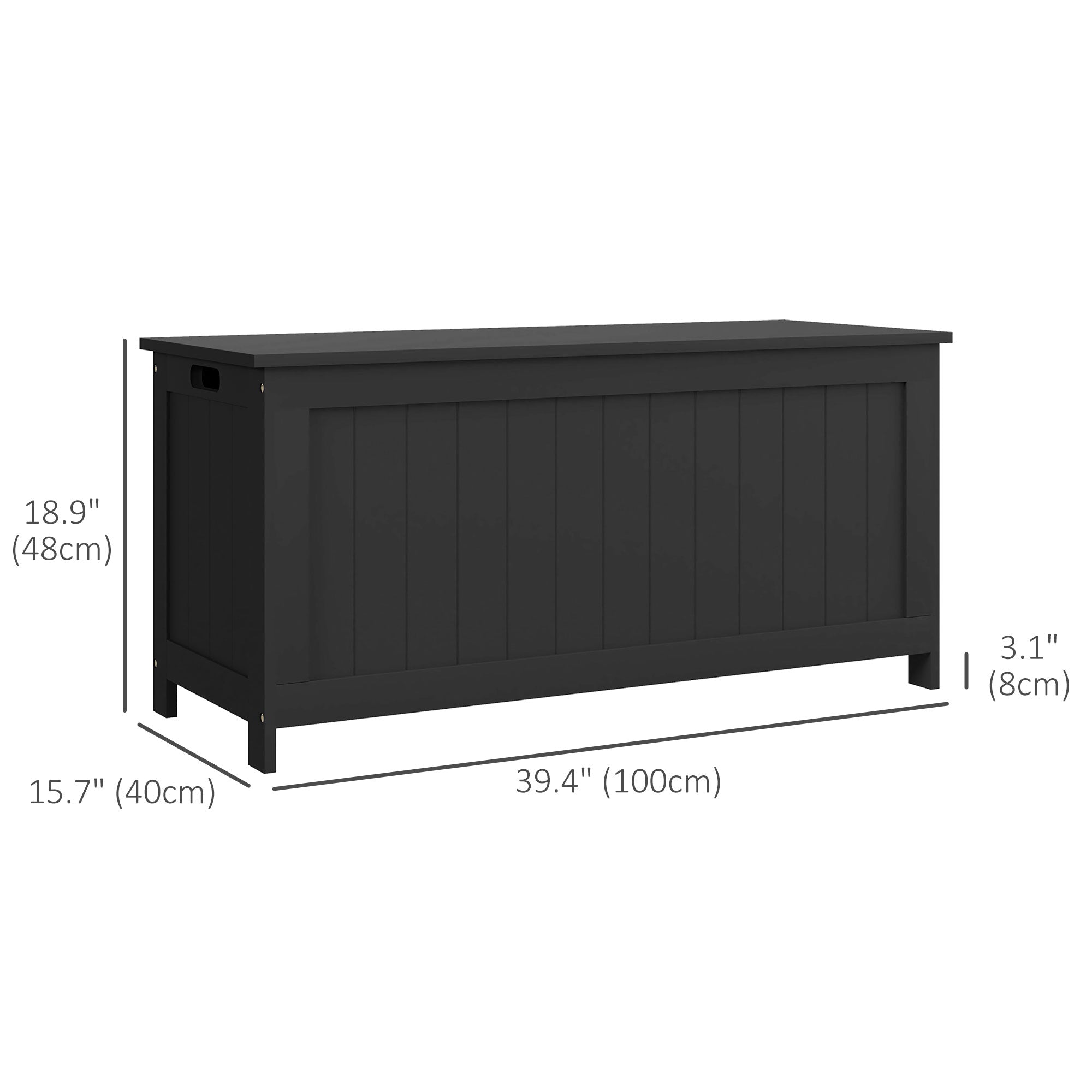 Storage Trunk with 2 Safety Hinges, Modern Entryway Bench with Side Handles, Toy Chest for Living Room, Playroom, Black Storage Ottomans & Benches   at Gallery Canada