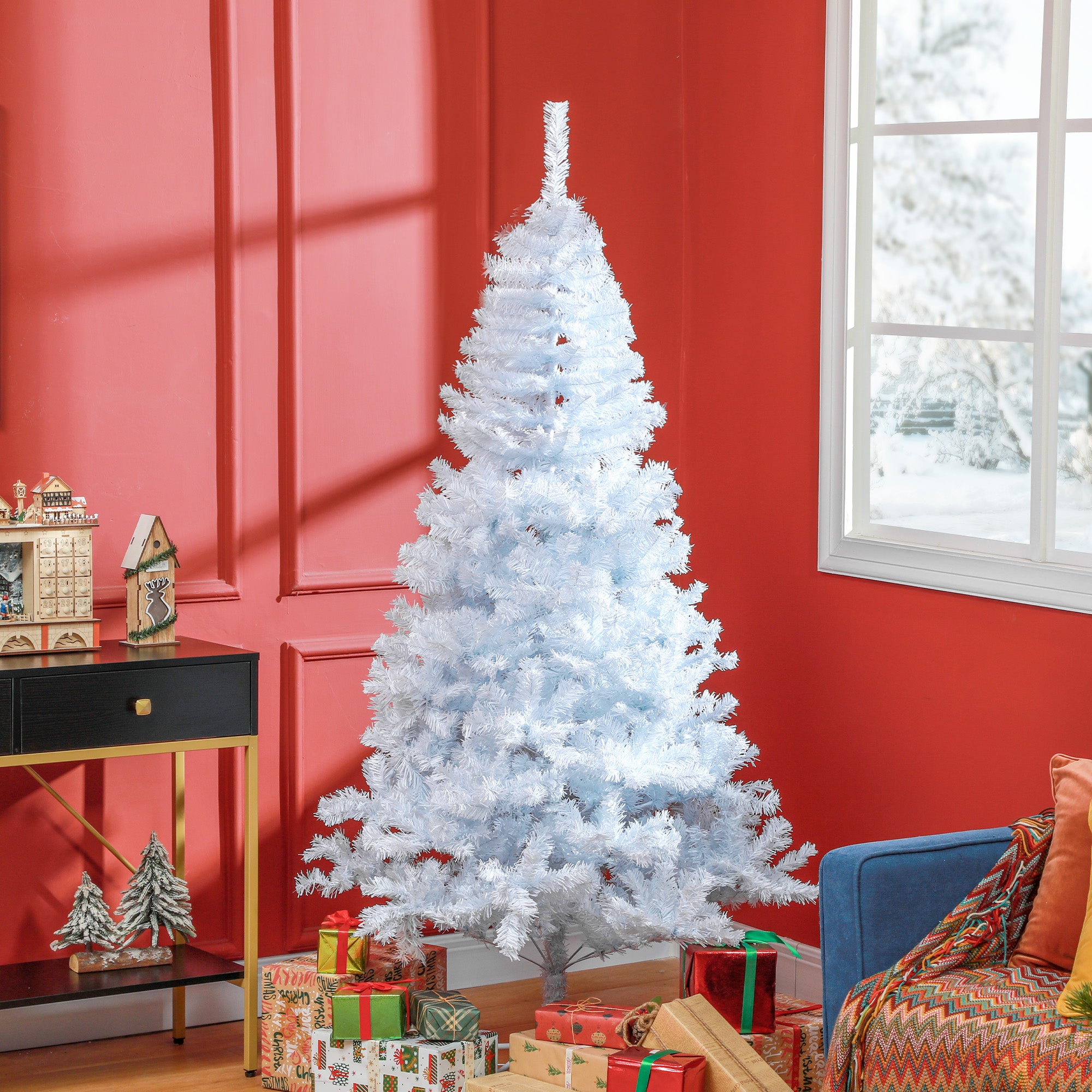 6ft White Christmas Tree Artificial Christmas Tree with 928 Branch Tips and Metal Stand White Christmas Trees White  at Gallery Canada