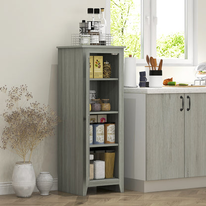 48" Kitchen Pantry Storage Cabinet w/ Barn Door, Kitchen Pantry Cabinet w/ Adjustable Shelves, Grey Wood Grain Kitchen Pantry Cabinets   at Gallery Canada