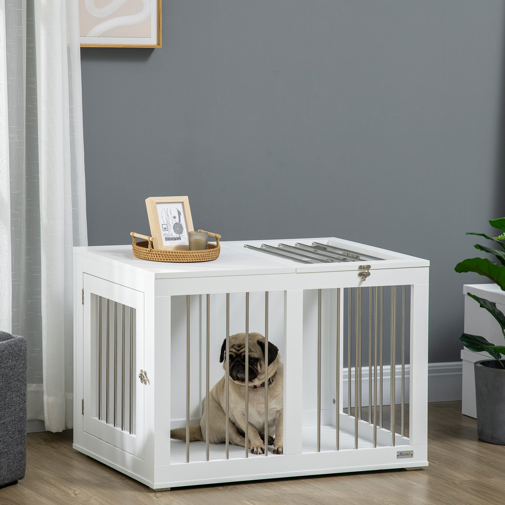 31.5" Dog Crate Furniture with Double Doors, for Medium Dogs, White Houses, Kennels & Pens White  at Gallery Canada