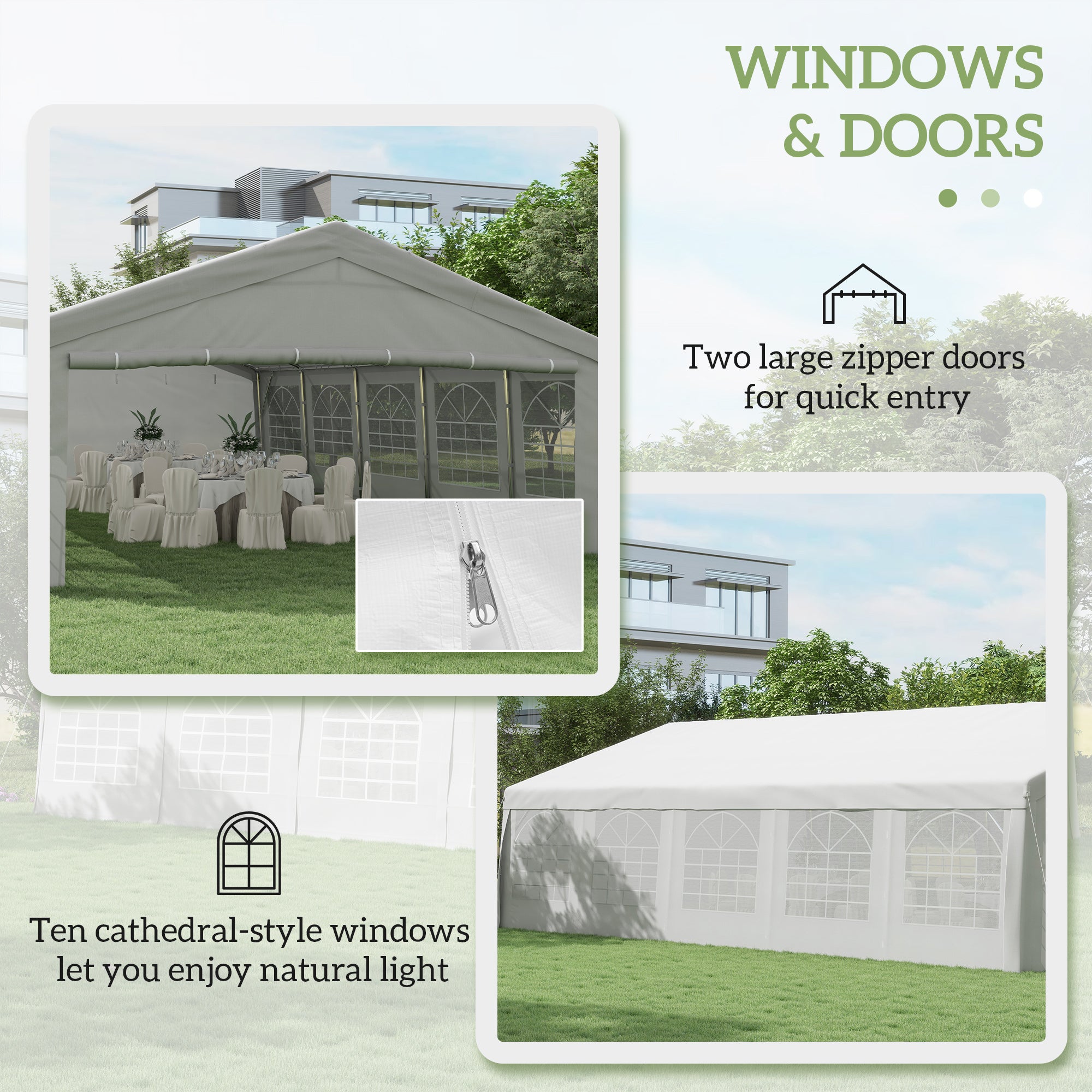 33'x20' Heavy Duty Steel Carport Garage Wedding Party Event Tent Shelter Gazebo Outdoor w/ Sidewalls Canopy Pavilion White Canopy Tents at Gallery Canada