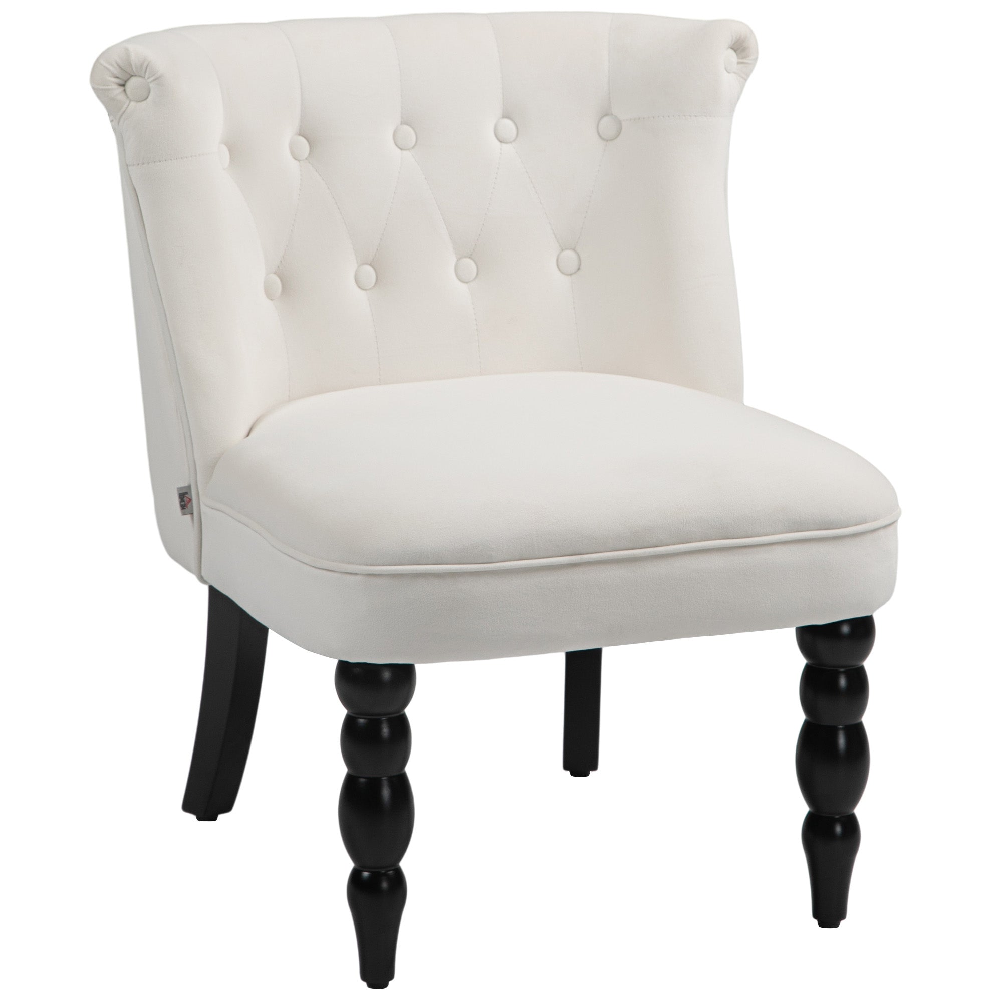 Accent Armchair, Vintage Lounge Chair with Button Tufted Back, Turned Legs for Living Room, Dining Room, Cream White Accent Chairs   at Gallery Canada