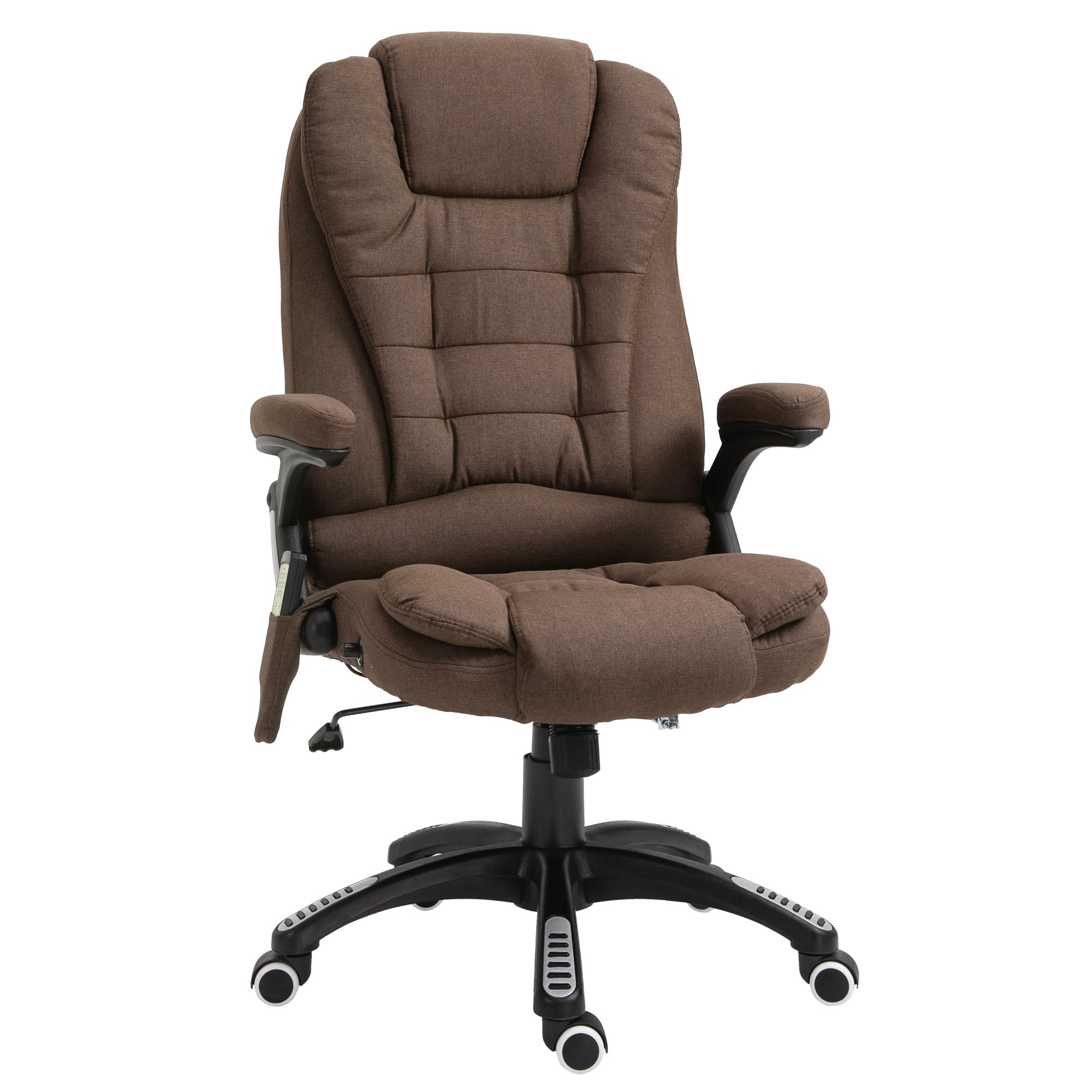 6 Point Vibrating Massage Office Chair High Back Executive Chair with Reclining Back, Swivel Wheels, Brown Massage Chairs Brown  at Gallery Canada