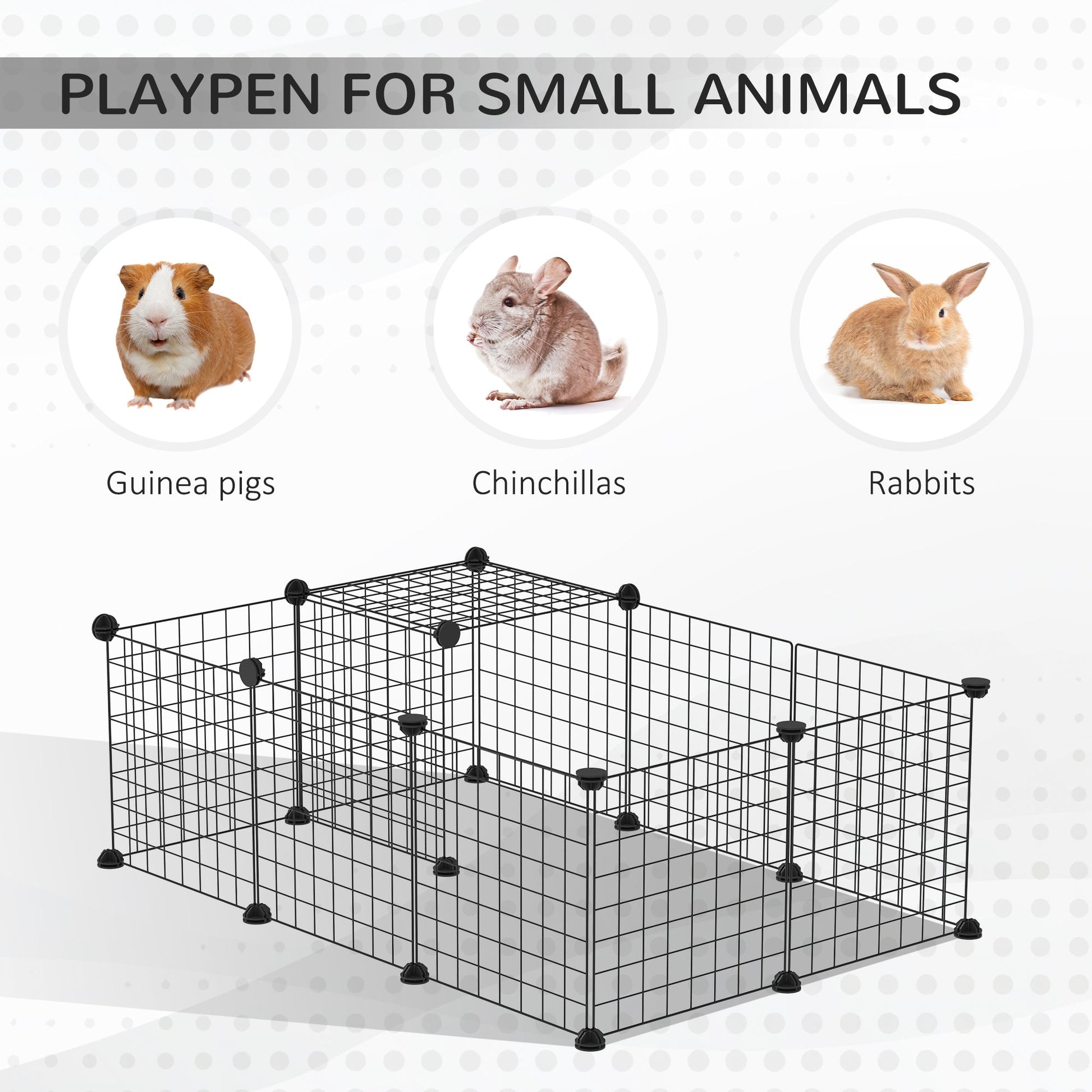 Small Animal Cage with 16 Panels, Portable Metal Wire Pet Fence with Door, Non-slip Feet for Bunny Guinea Pig Houses & Habitats   at Gallery Canada