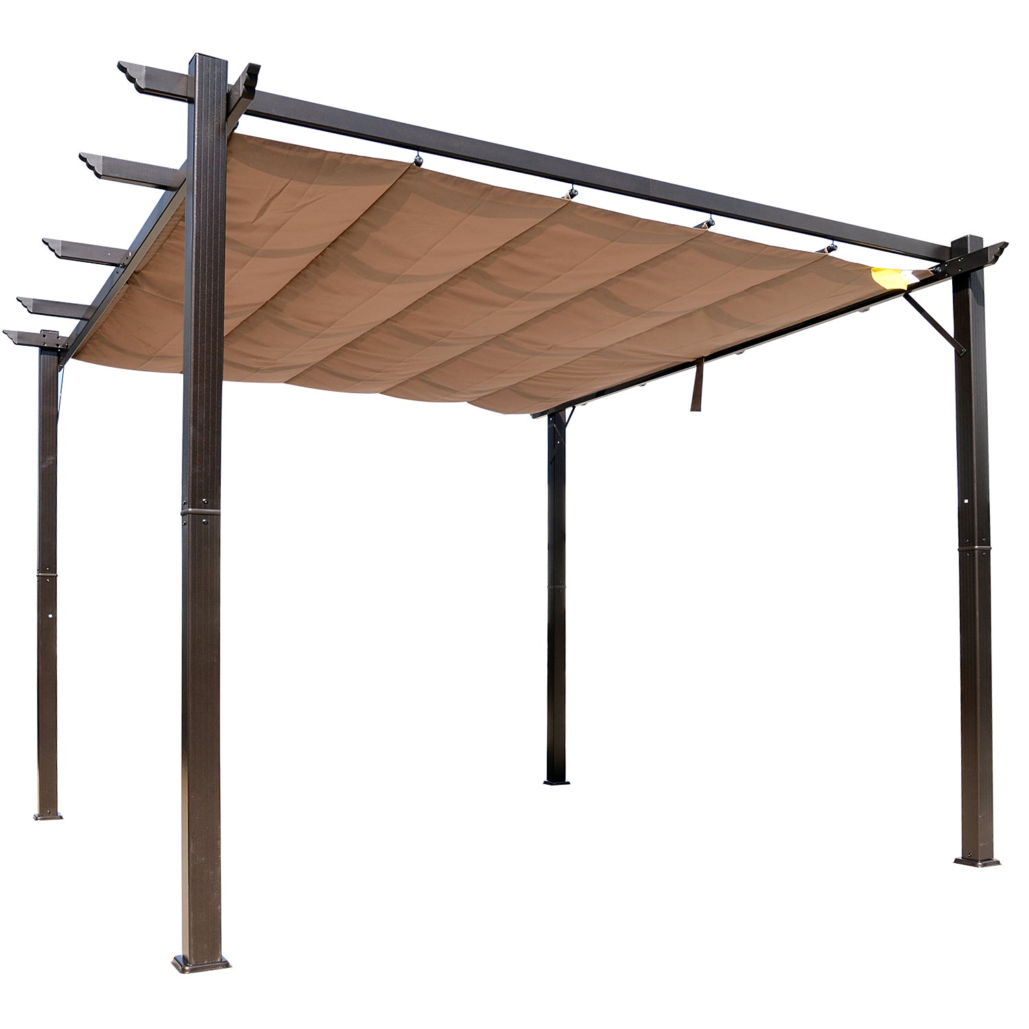 10' x 10' Aluminium Outdoor Pergola Gazebo Backyard Canopy Cover Square Sunshade Garden Grape Trellis Coffee Pergolas Coffee and Brown at Gallery Canada
