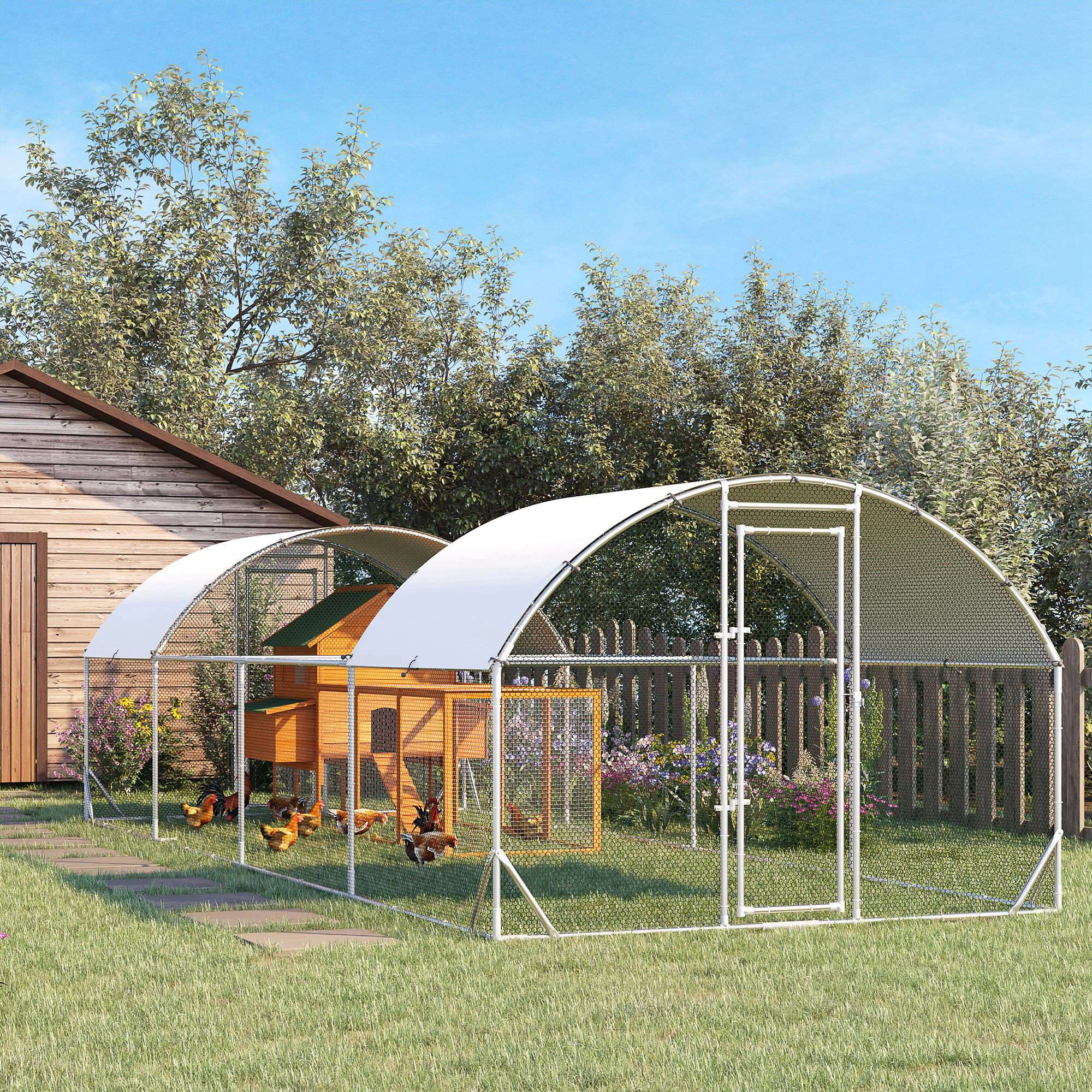 24.9' x 9.2' Metal Chicken Run with Waterproof and Anti-UV Cover Chicken Coops at Gallery Canada