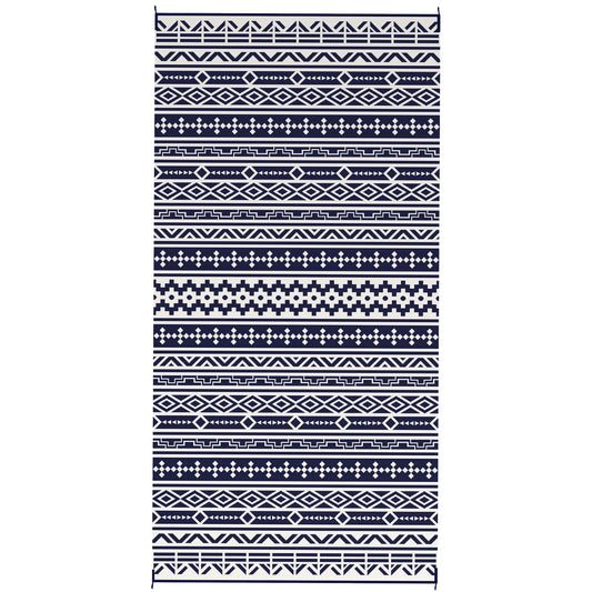 9' x 18' Outdoor RV Rug, Reversible Patio Floor Mat with Carry Bag, Geometric Wall, Blue and White Garden Decor at Gallery Canada