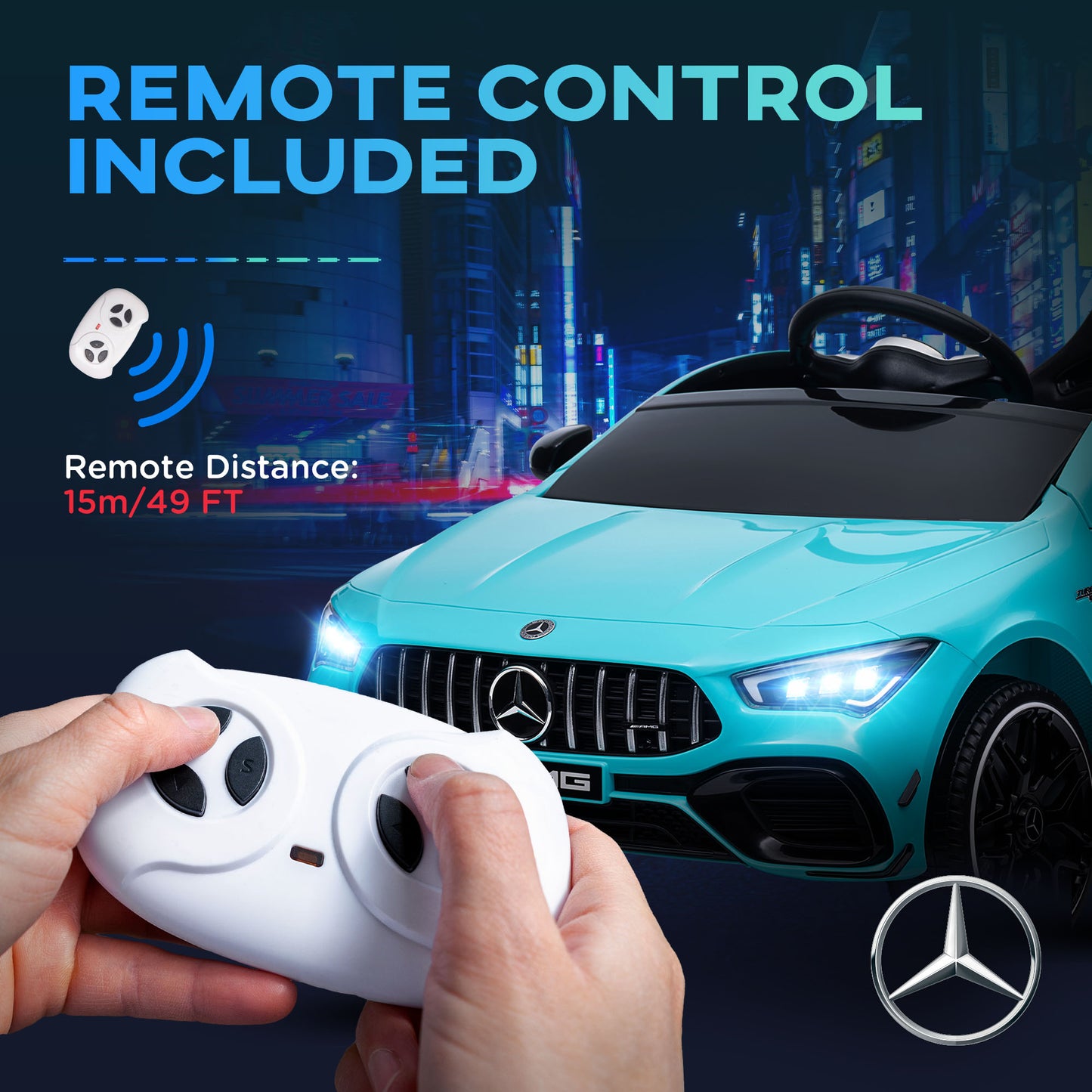 Mercedes-AMG Licensed 12V Ride on Car, Kids Electric Car with Remote Control, Spring Suspension, LED Lights, Light Blue Electric Toy Cars   at Gallery Canada