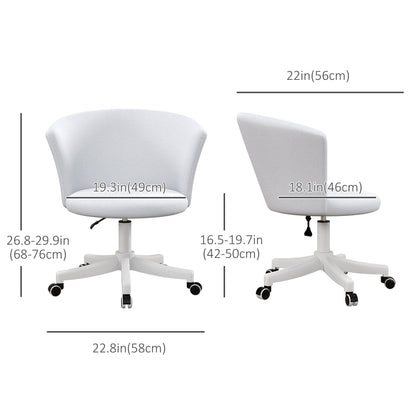 Armless Office Chair, Fluffy Computer Desk Chair with Adjustable Height, Swivel Wheels, Mid Back, White - Gallery Canada