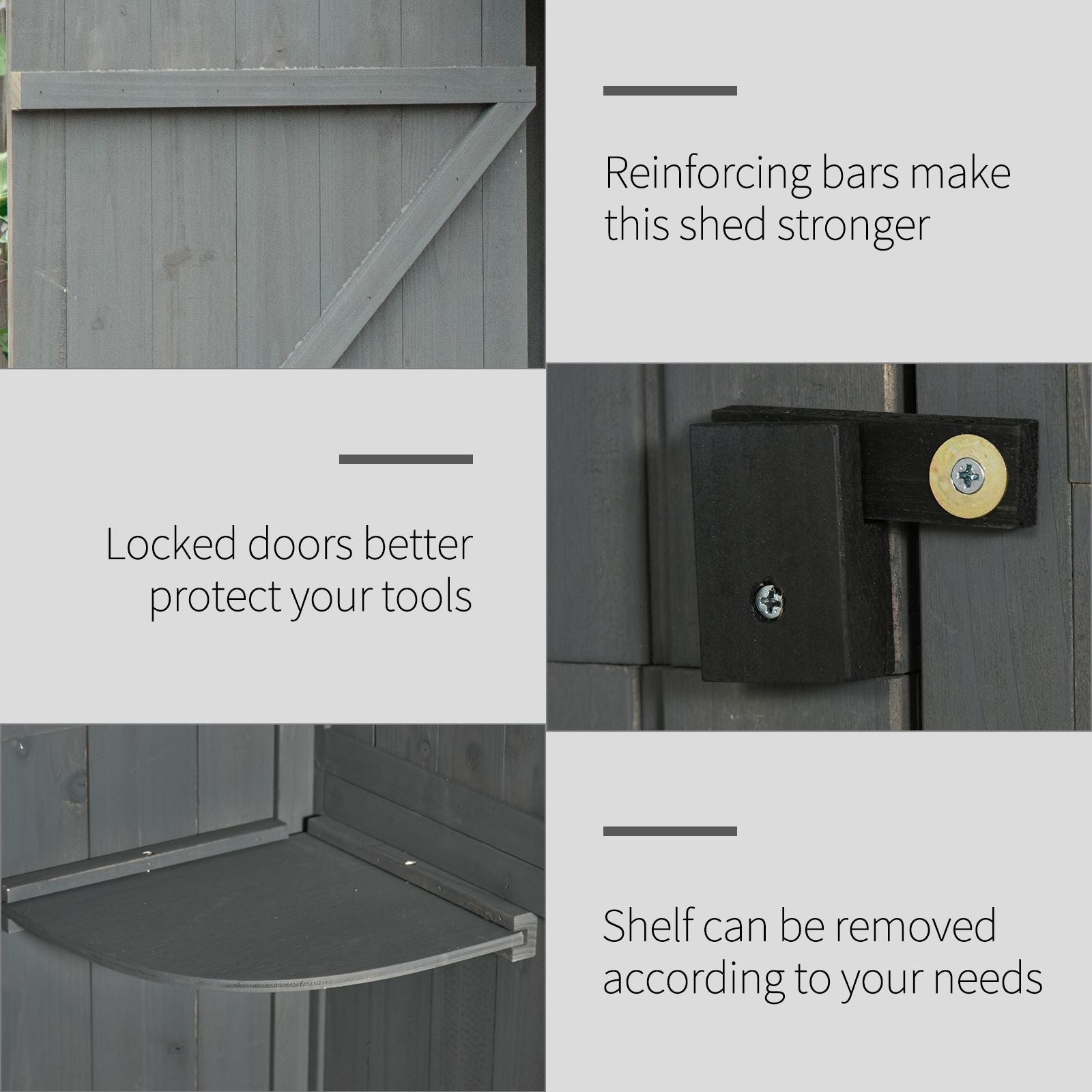 30"x21"x71" Garden Storage Shed with 3 Shelves, Water-resistant, Grey Sheds   at Gallery Canada