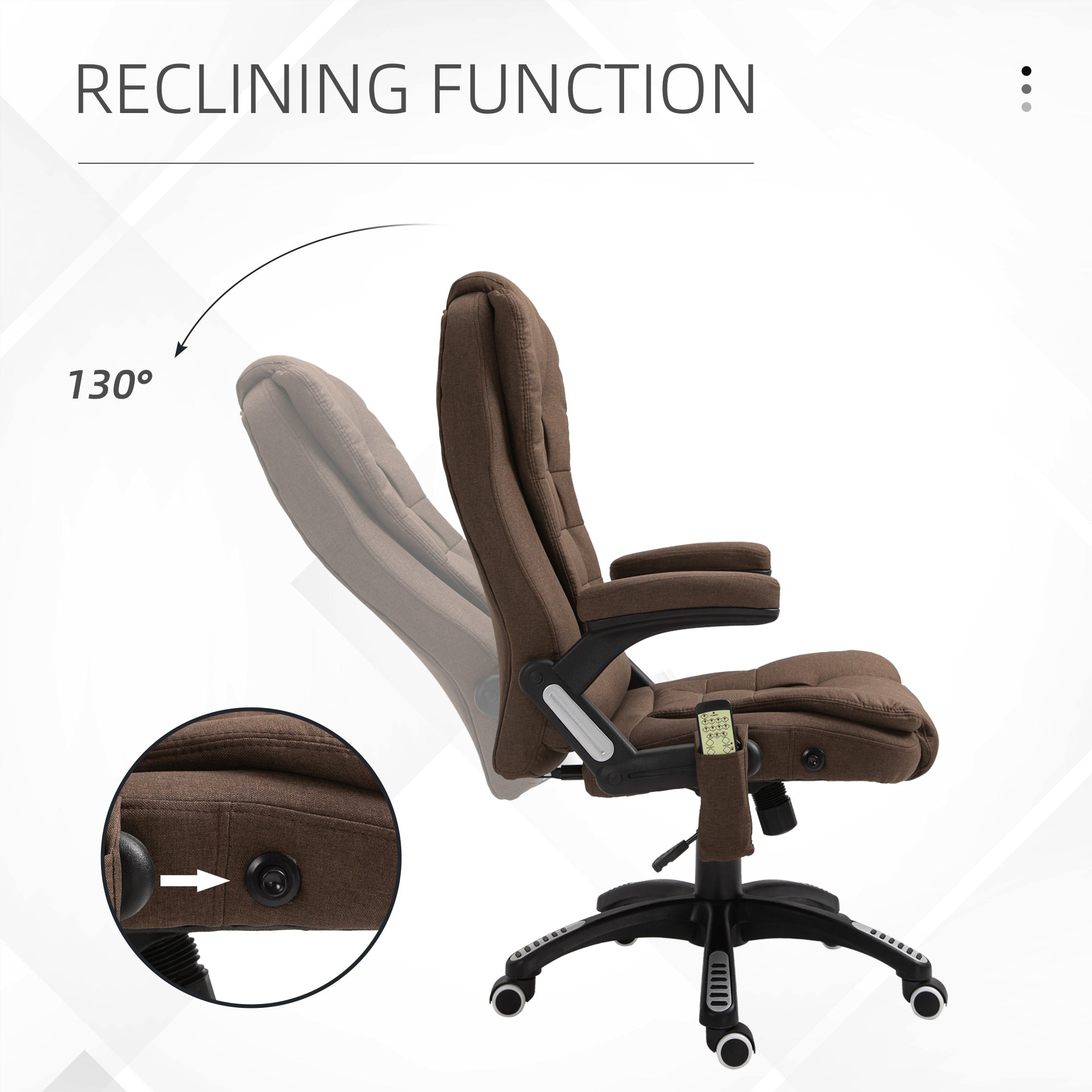 6 Point Vibrating Massage Office Chair High Back Executive Chair with Reclining Back, Swivel Wheels, Brown Massage Chairs   at Gallery Canada