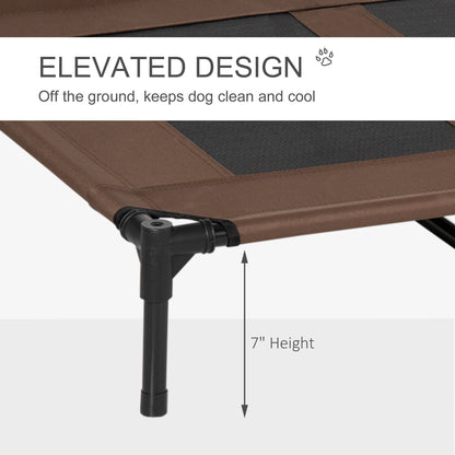 Elevated Dog Bed with Canopy, Portable Raised Dog Cot for L Sized Dogs, Indoor &; Outdoor, 36" x 30" x 35", Coffee Elevated Dog Beds   at Gallery Canada