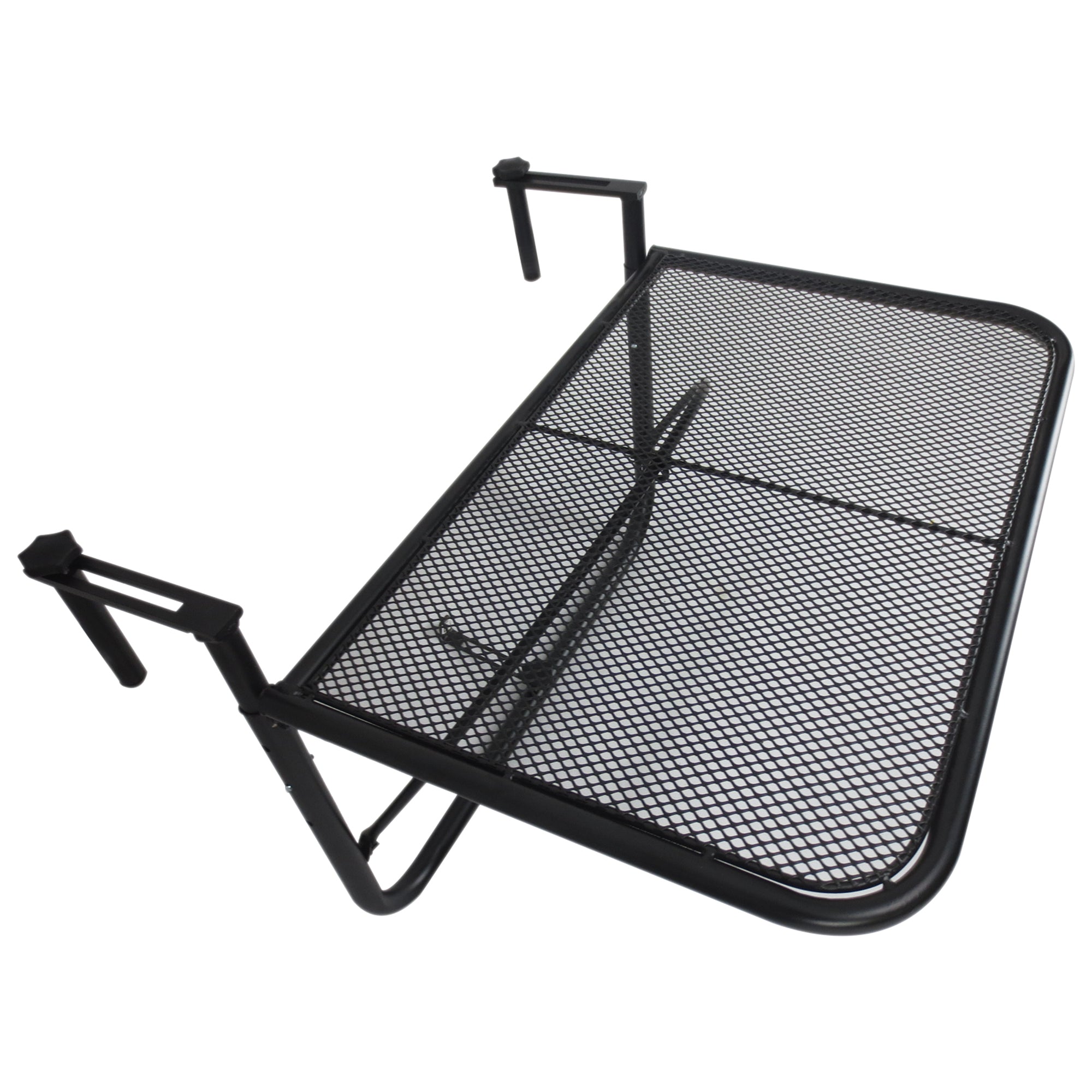 Adjustable Balcony Hanging Railing Table, Metal Mounting Mini Wall Desk Storage Rack, Outdoor Flower Stand Serving Table Rectangle, Black Balcony Table Hanging at Gallery Canada