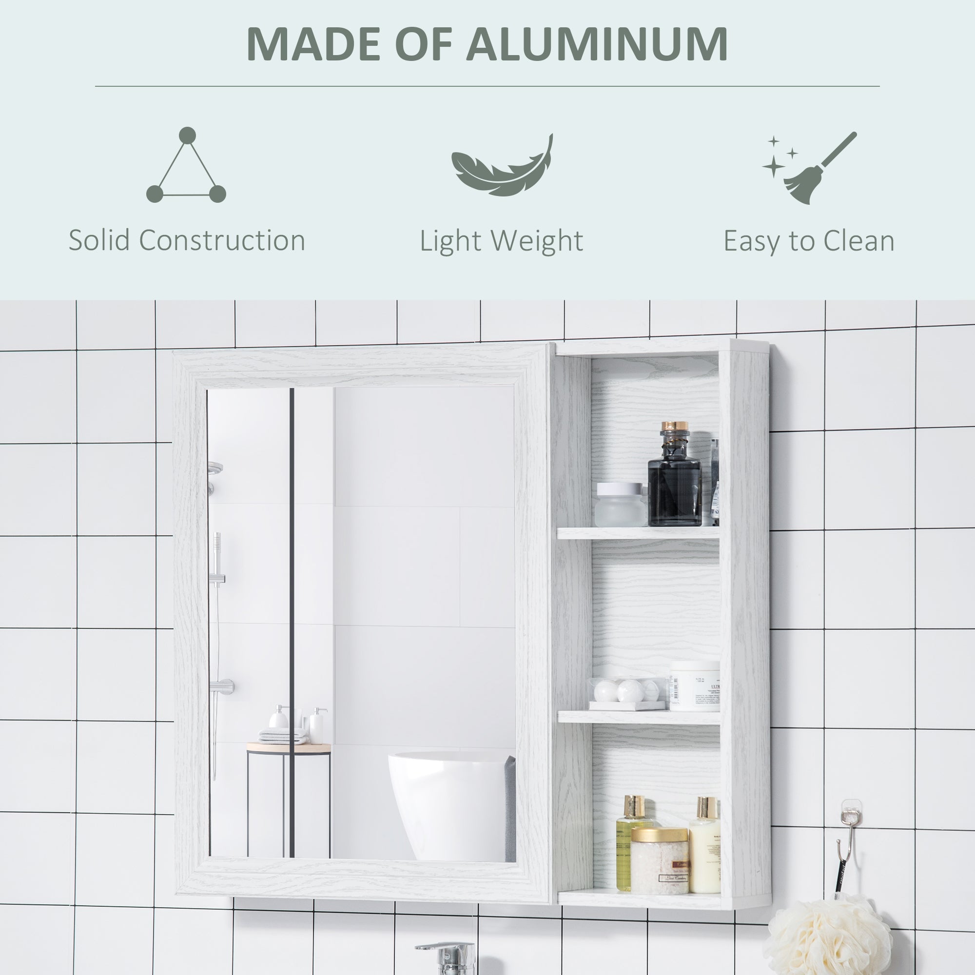 Aluminum Medicine Cabinet with Mirror, 31.5