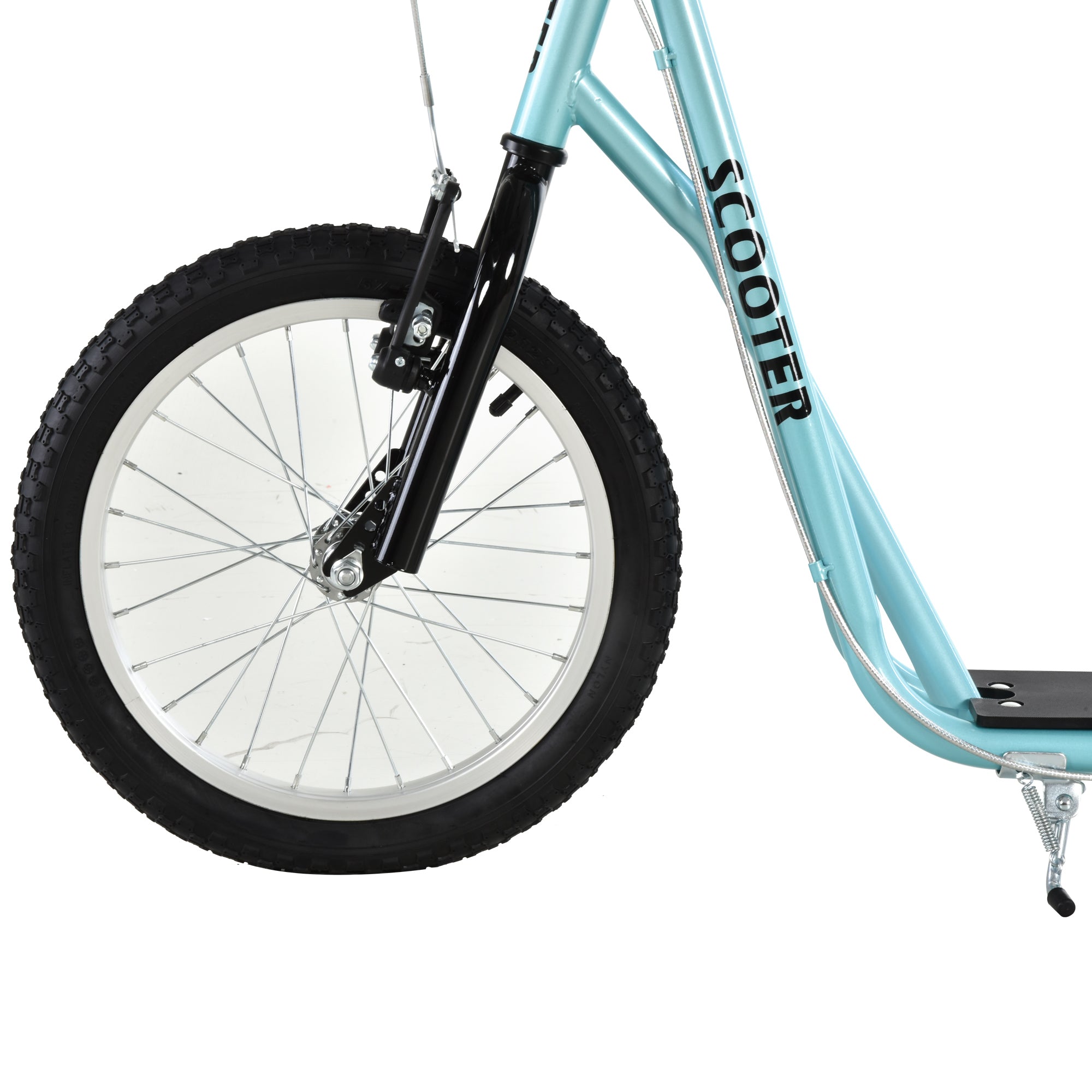 Youth Kick Scooter with Adjustable Handlebar and 16'' Inflatable Rubber Wheel for Kids and Teens 5+ Year Old, Blue Scooters at Gallery Canada