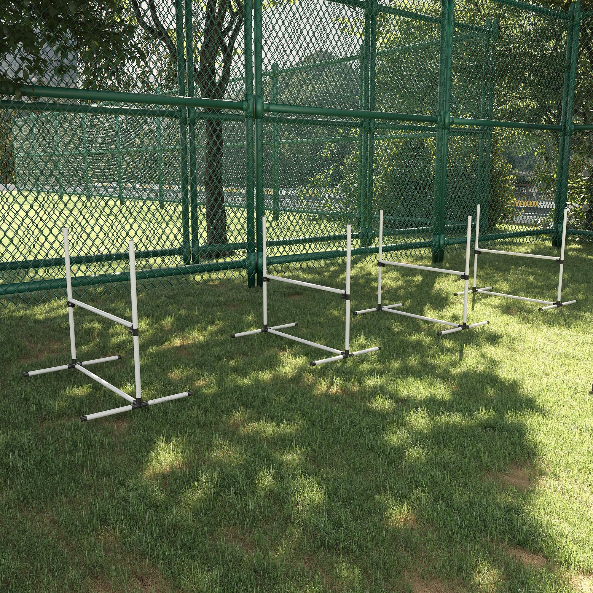 Set of 4 Dog Agility Training Equipment Adjustable Jump Bar Pet Exercise Kit with Carrying Bag (White) Dog Agility Training Equipment at Gallery Canada