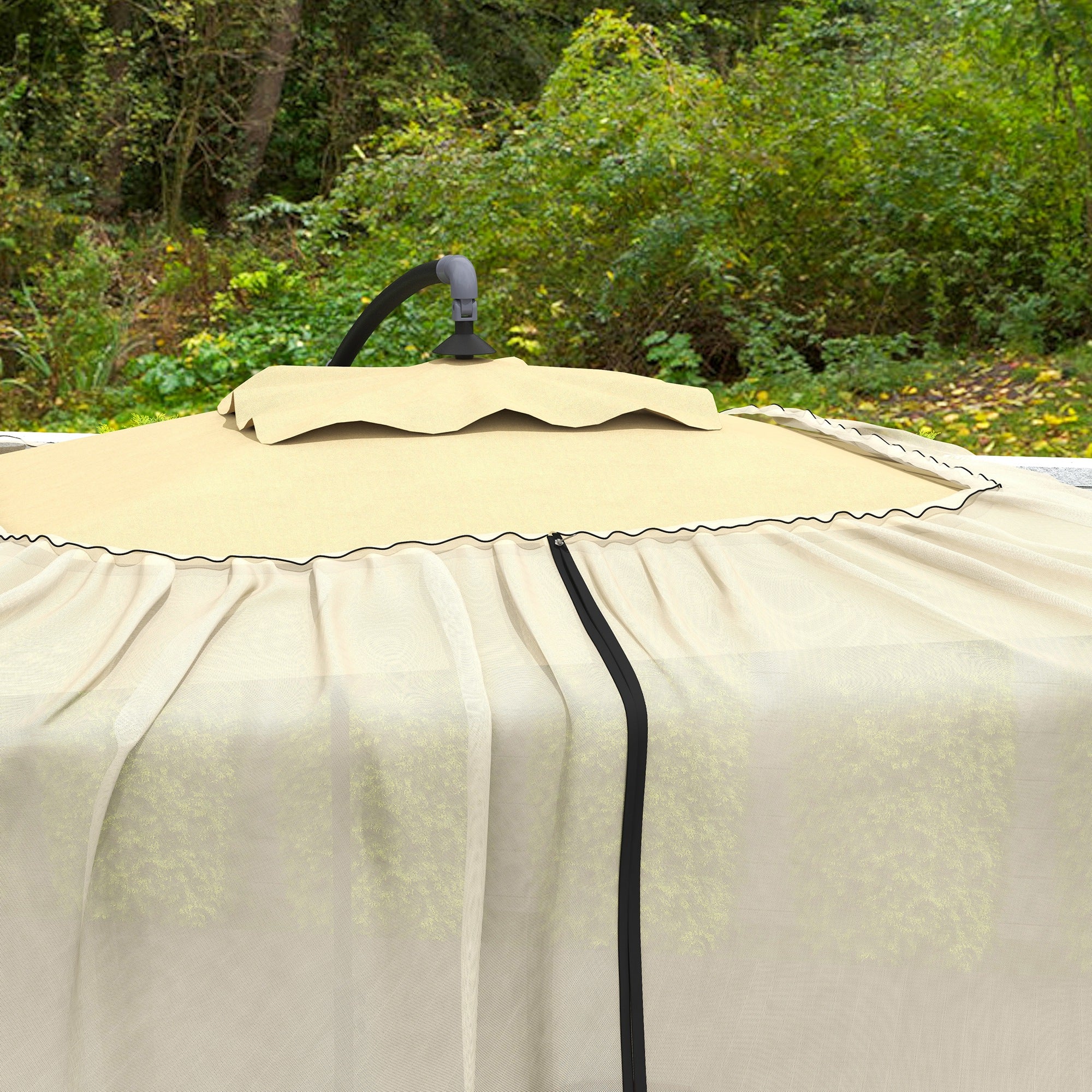 7.5FT Umbrella Table Screen Mosquito Bug Net, Garden Large Umbrella Cover Netting with Zippered Door, Black Gazebos at Gallery Canada