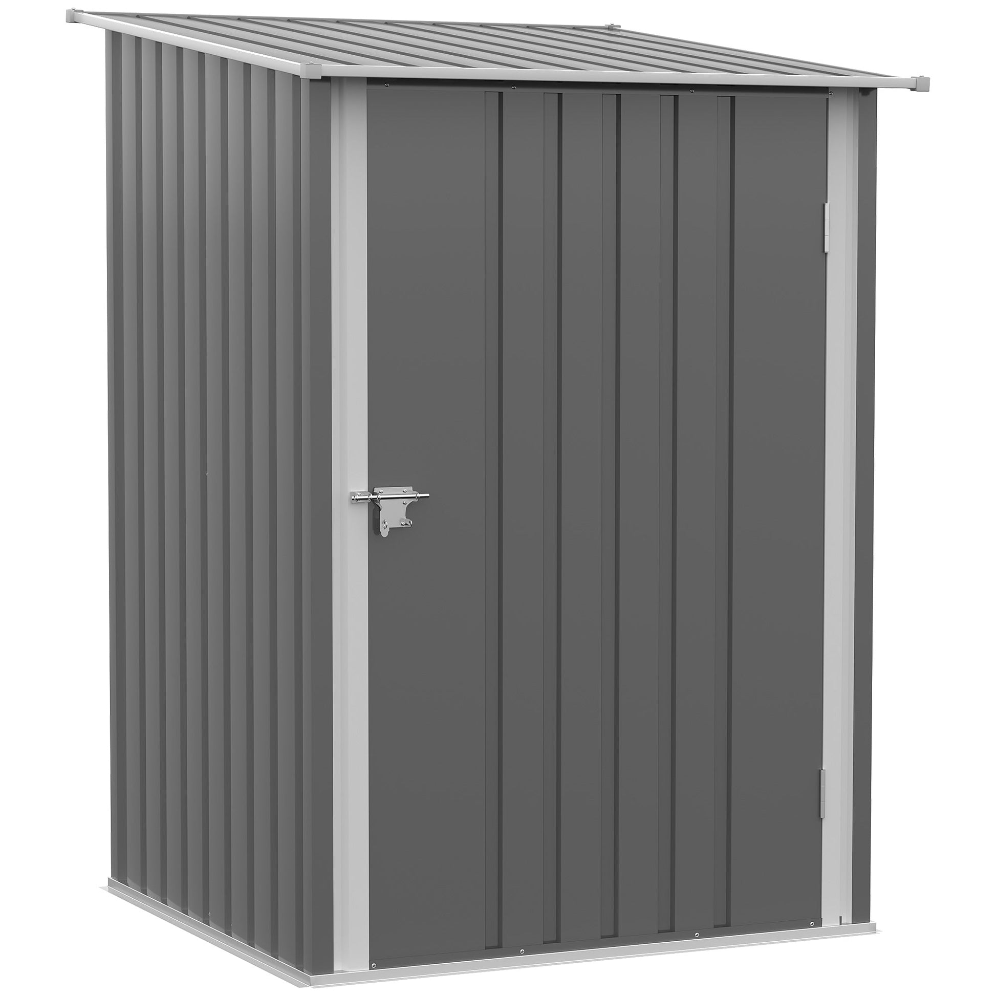 3.3' x 3.4' Lean-to Garden Storage Shed, Outdoor Galvanized Steel Tool House with Lockable Door for Patio Grey Sheds Light Grey  at Gallery Canada