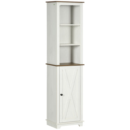 Bathroom Cabinet, Tall Storage Cabinet with Door and Adjustable Shelves, 15.6" x 11.8" x 63", White Bathroom Cabinets Multi Colour  at Gallery Canada