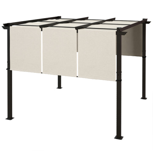 10' x 10' Metal Pergola, Outdoor Pergola with Retractable Canopy, for Garden, Patio, Backyard, Deck