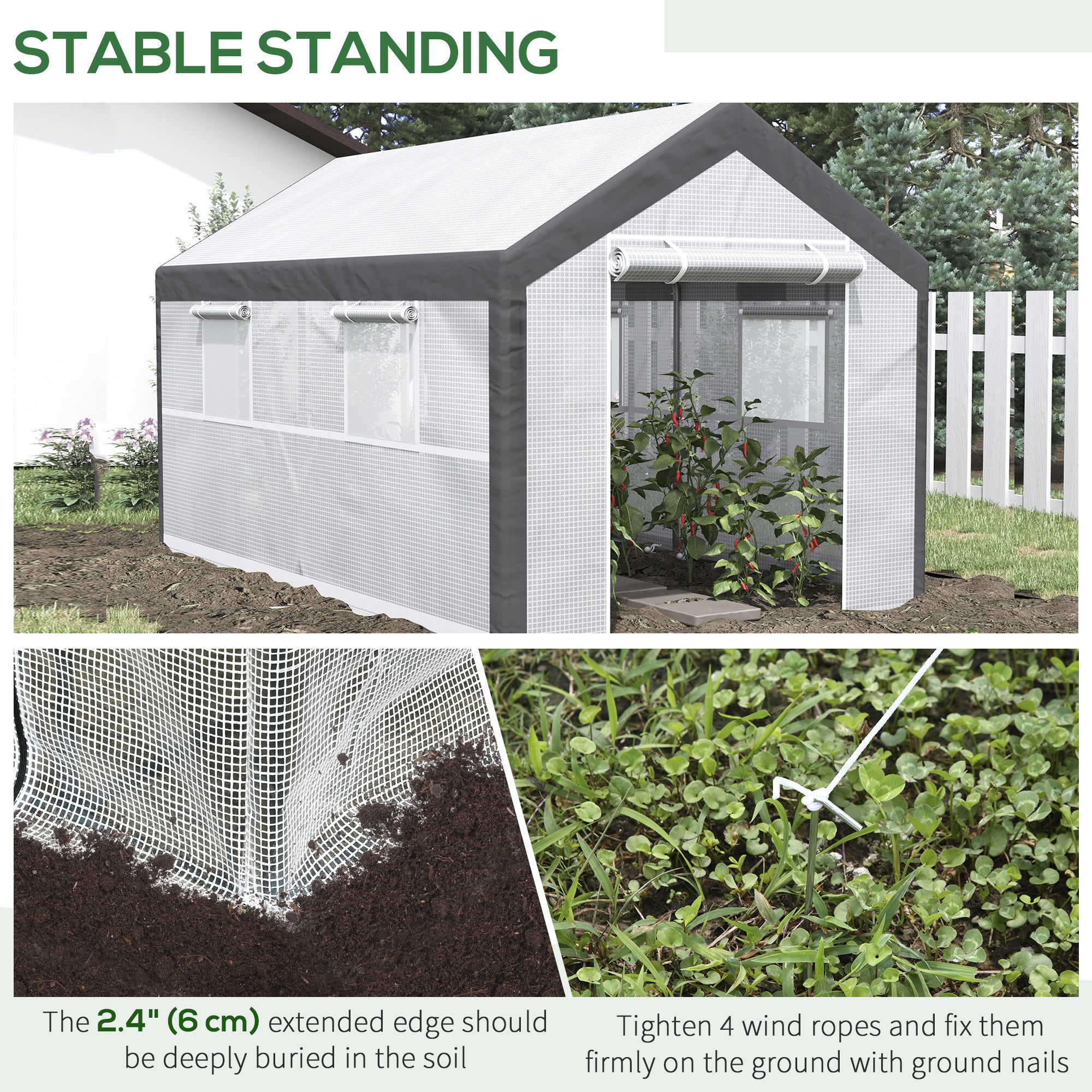 7' x 12' x 7' Heavy Duty Walk-In Greenhouse Vegetable Seed Growth Tent Outdoor Plant Growing Tunnel Warm House Flower Shed Backyard, White Tunnel Greenhouses at Gallery Canada