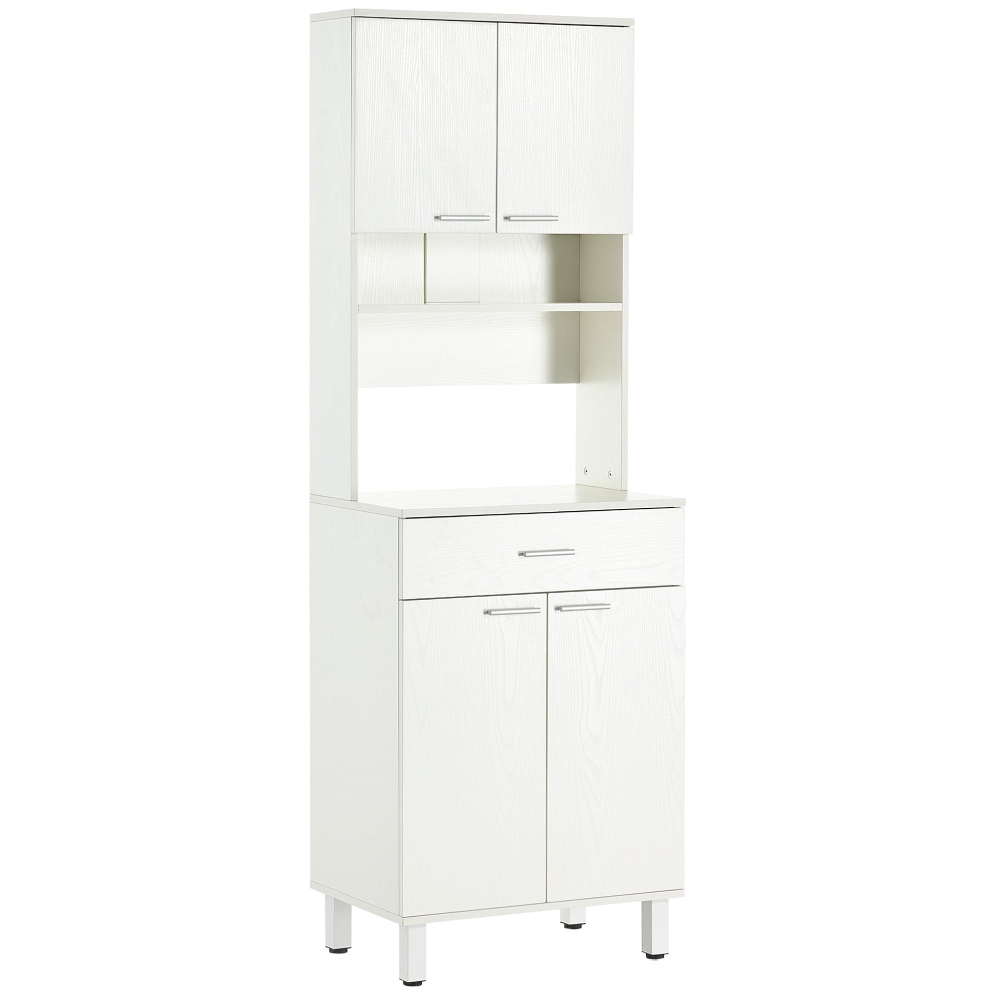 71"H Freestanding Kitchen Pantry, Buffet with Hutch, Microwave Stand with Storage Cabinet, White Kitchen Pantry Cabinets White  at Gallery Canada