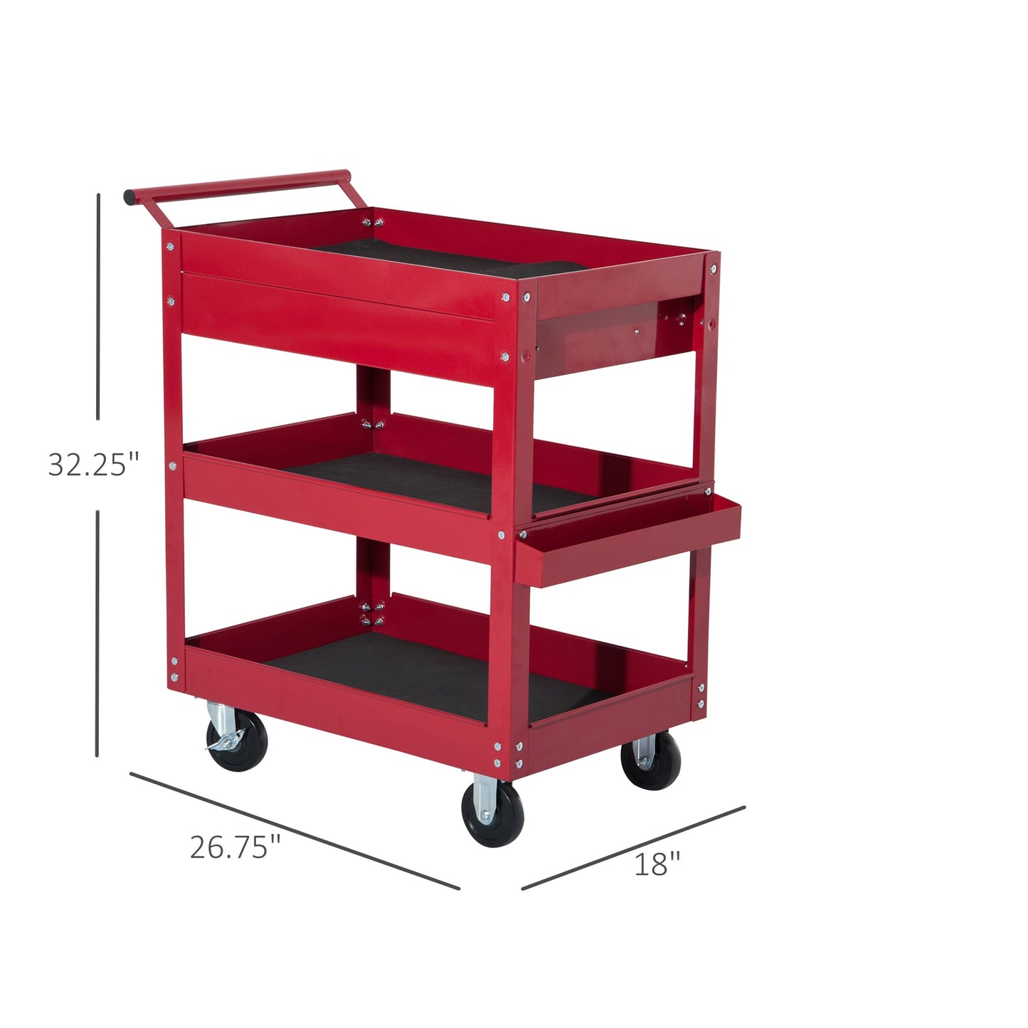 Rolling Tool Cart 3 Tray 1 Drawer Storage Chest Garage Utility Red Tool Organizers   at Gallery Canada