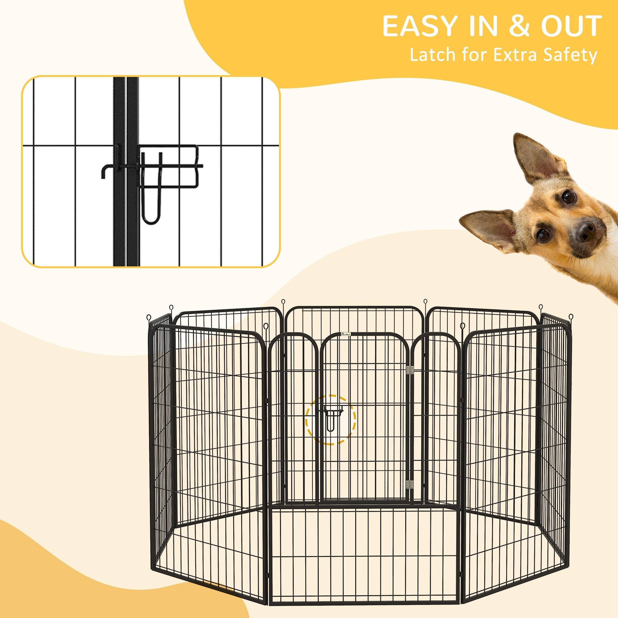 8 Panel Pet Playpen Play Yard Fence Home DIY Heavy-Duty Metal Foldable Indoor Outdoor 31