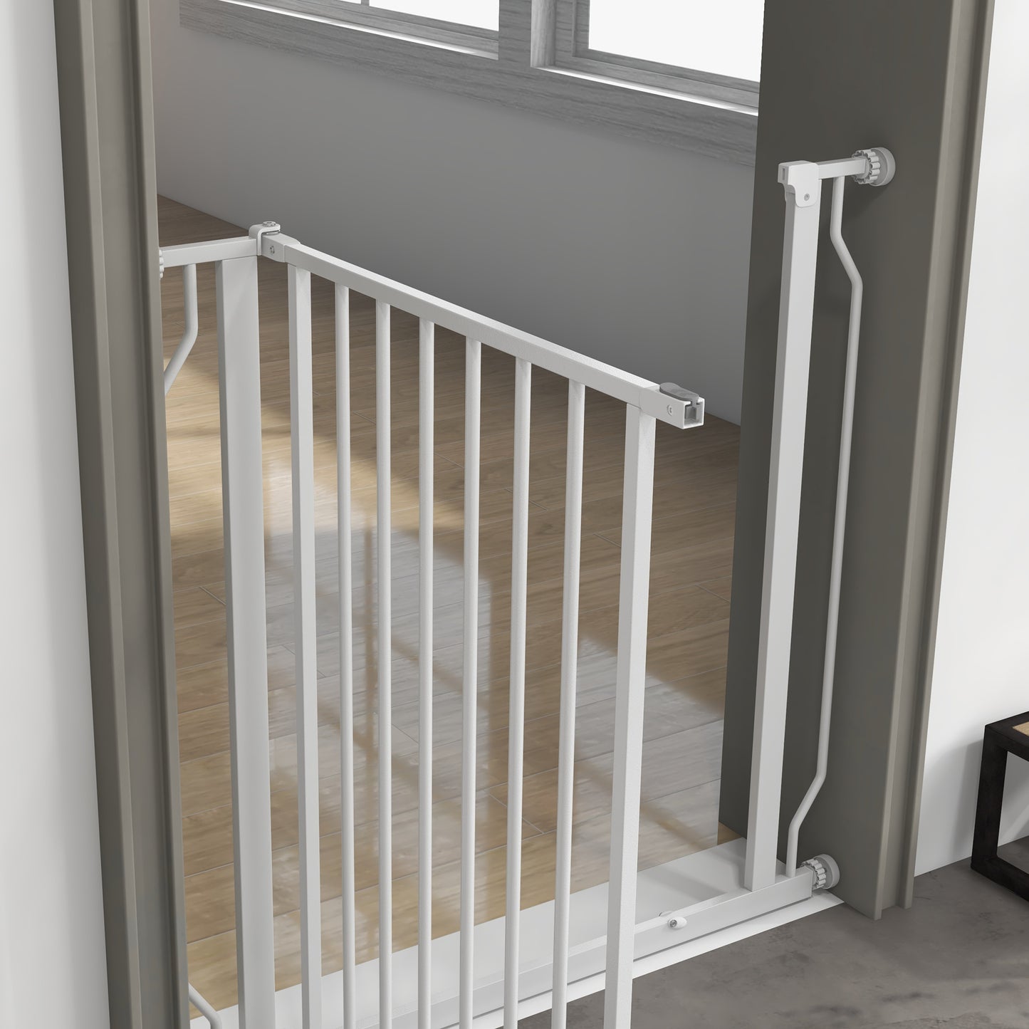 30"- 34" Easy Install Pet Gate w/ Door &; Double Locking System, Extra Wide Dog Gate for Stairs, Hallways, White Houses, Kennels & Pens   at Gallery Canada