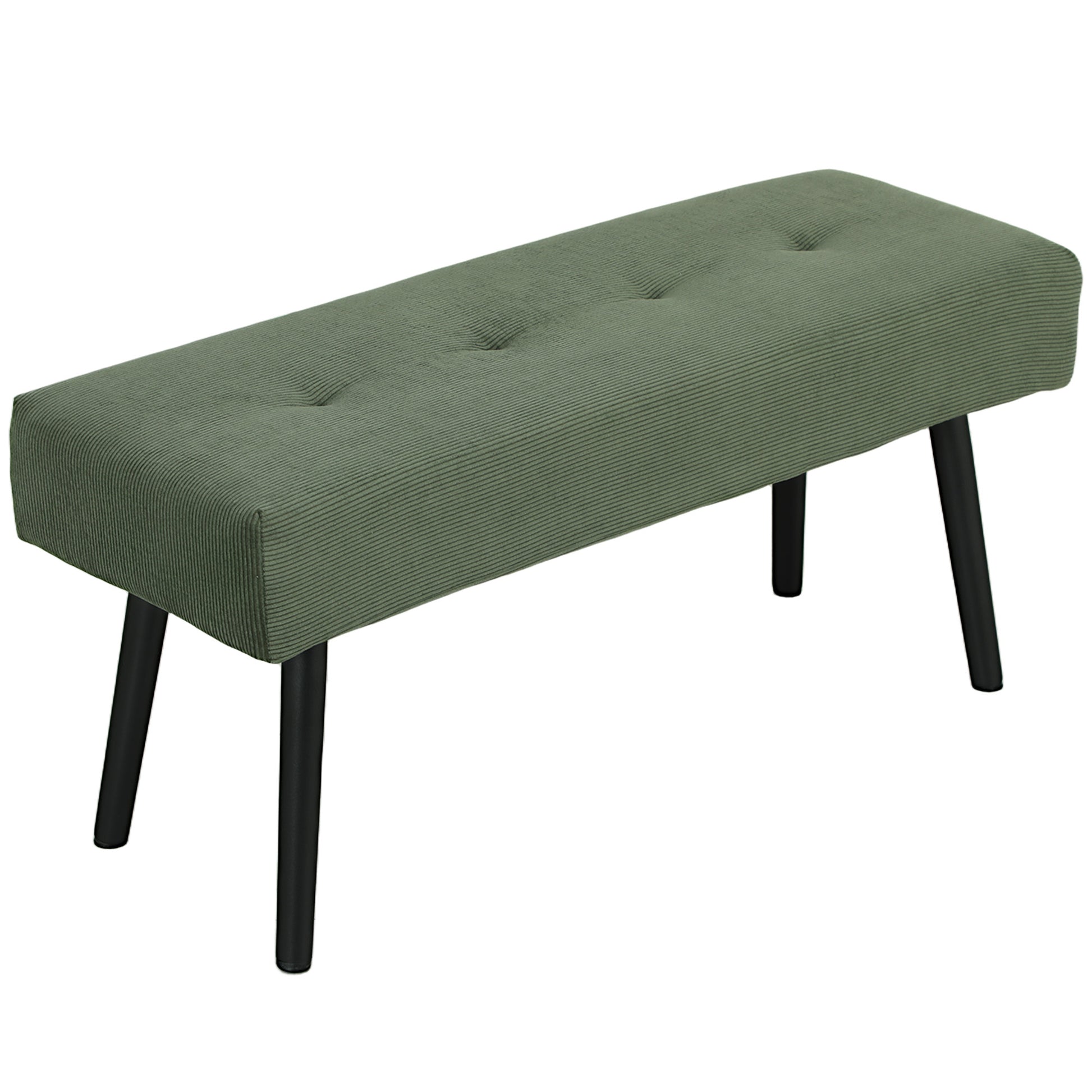 39" Upholstered Ottoman Bench, Corduroy Entryway Bedroom Bench with Padded Seat and Steel Legs for Bedroom, Green Storage Ottomans & Benches   at Gallery Canada