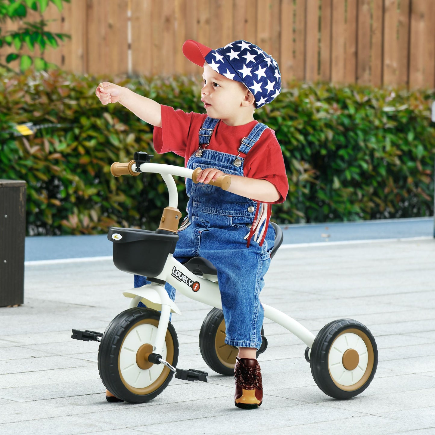 Tricycle for Toddler 2-5 Year Old Girls and Boys, Toddler Bike with Adjustable Seat, Basket, Bell, White Tricycles for Kids   at Gallery Canada