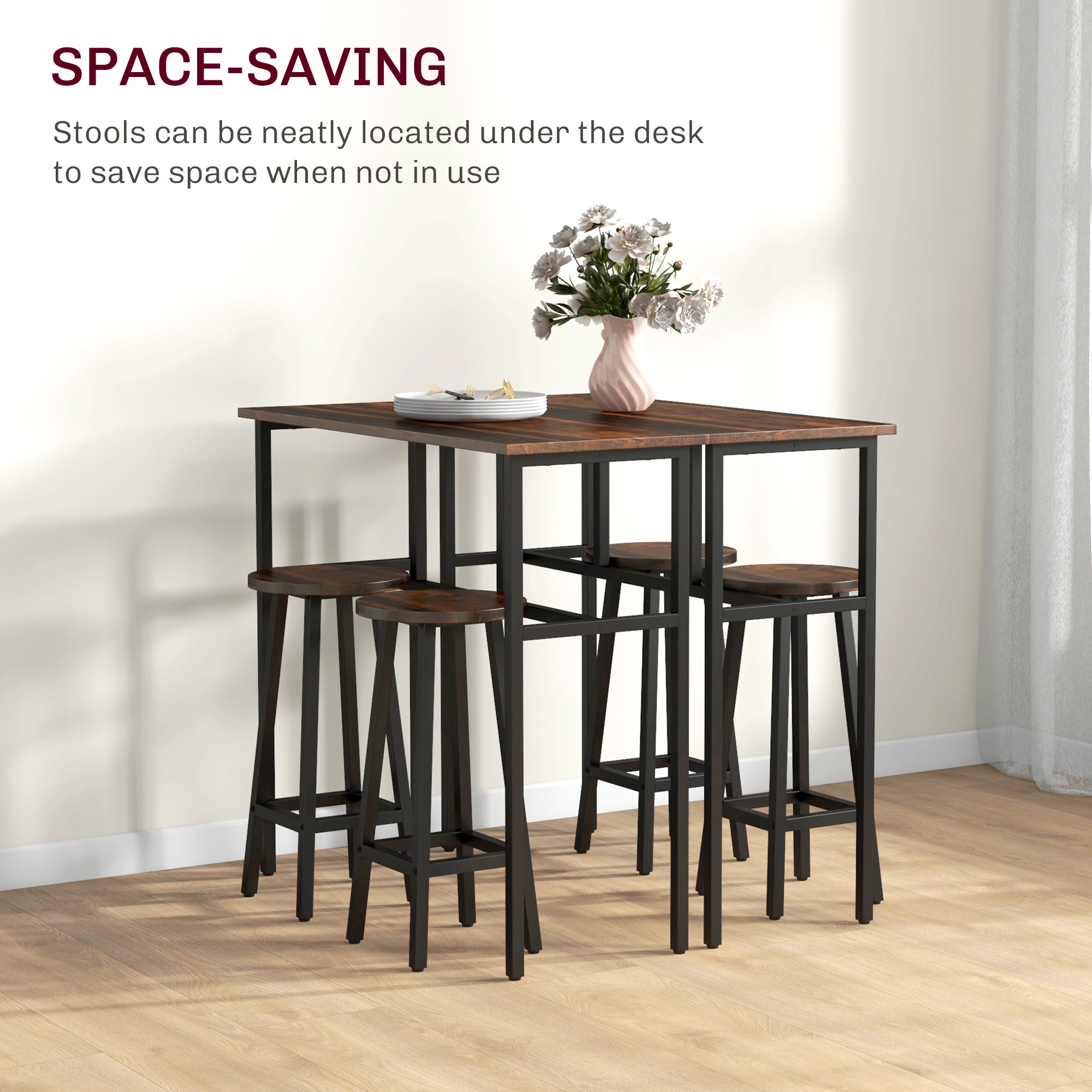 Bar Table Set of 6 Bar Table and Stools for 4 2 Breakfast Tables and 4 Stools for Living Room Dining Room Rustic Brown Bar Sets at Gallery Canada