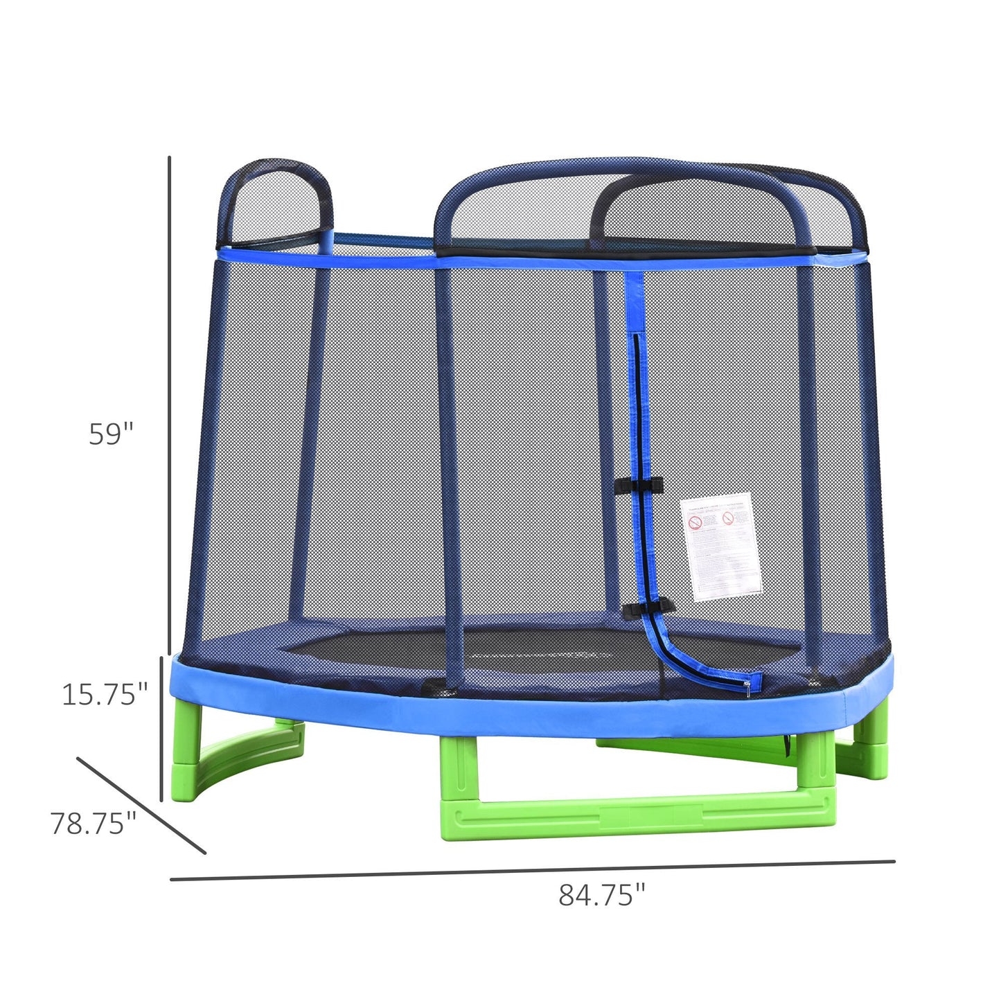 84.75" Kids Trampoline 7 FT Indoor Outdoor Trampolines with Safety Net Enclosure Built-in Zipper Padded Covering, for Boys and Girls, Blue Trampolines   at Gallery Canada