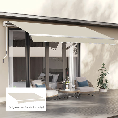 11' x 8' Outdoor Sunshade Canopy Awning Cover, Retractable Awning Fabric Replacement, UV Protection, Cream White