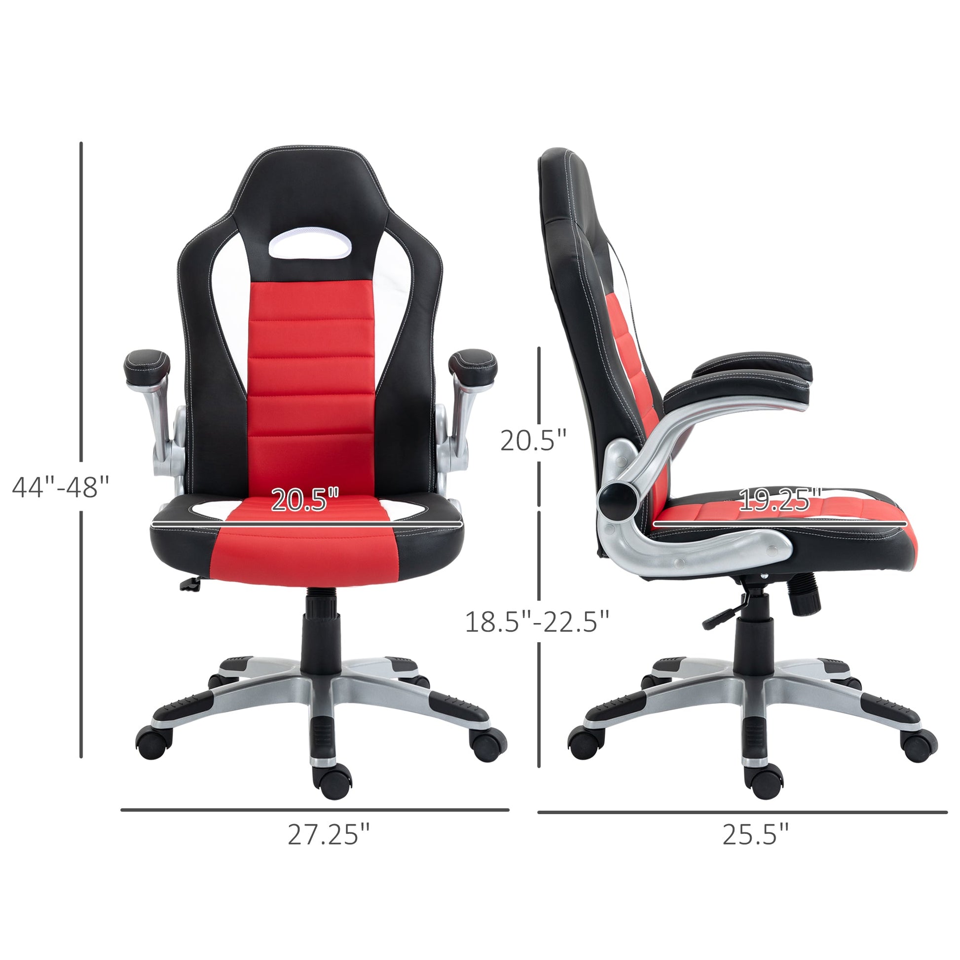 Racing Gaming Chair PU Leather Office Chair Executive Computer Desk Chair with Adjustable Height, Flip Up Armrest, Swivel Wheels, Red Video Game Chairs   at Gallery Canada