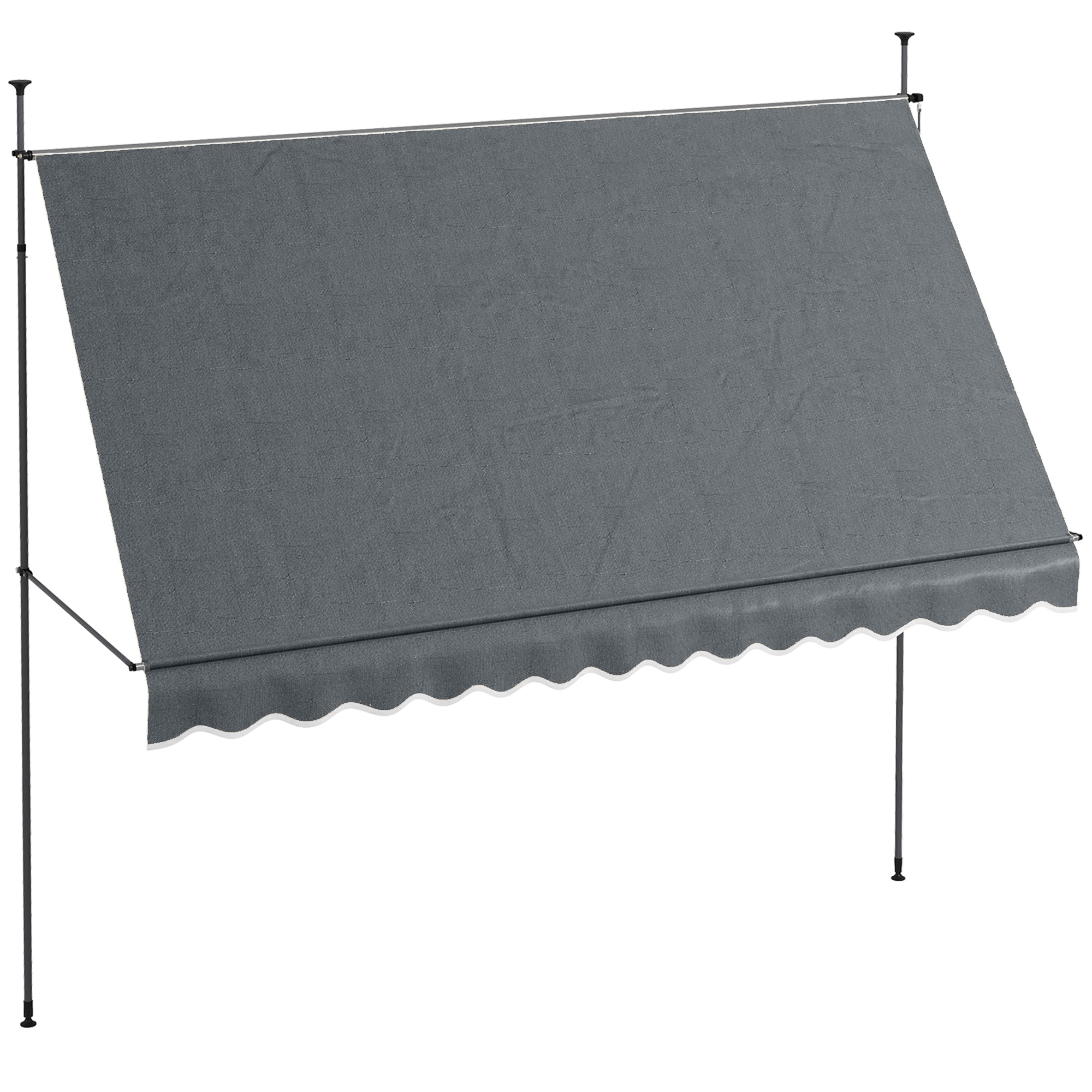 11.5' x 4' Manual Retractable Awning, Non-Screw Freestanding Patio Awning, UV Resistant, for Window or Door, Dark Grey Patio Awnings at Gallery Canada