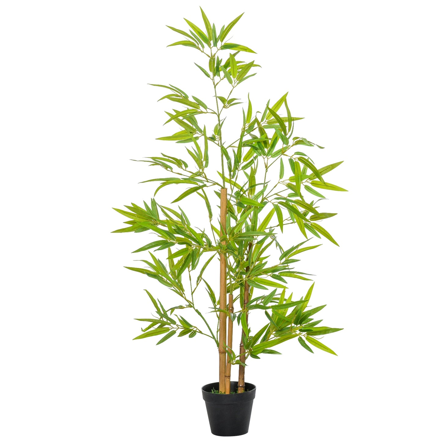 4FT Bamboo Silk Artificial Tree Fake Tropical Tree Imitation Leaf Faux Decorative Plant in Nursery Pot for Indoor Outdoor Decor - Gallery Canada