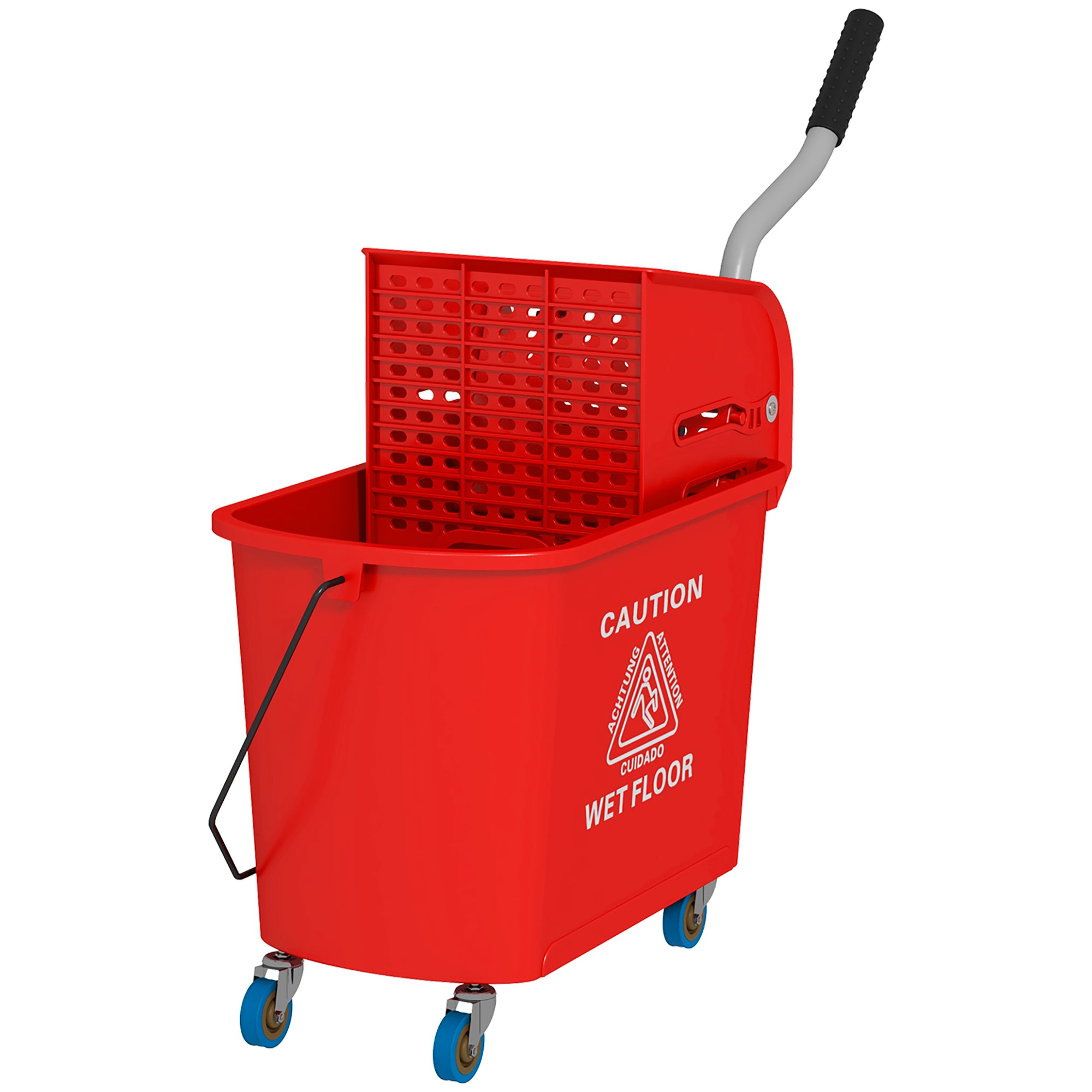 Mop Bucket with Wringer, Mop Bucket on Wheels for Floor Cleaning, 5 Gallon, Separate Dirty and Clean Water, Red Household Supplies Red at Gallery Canada