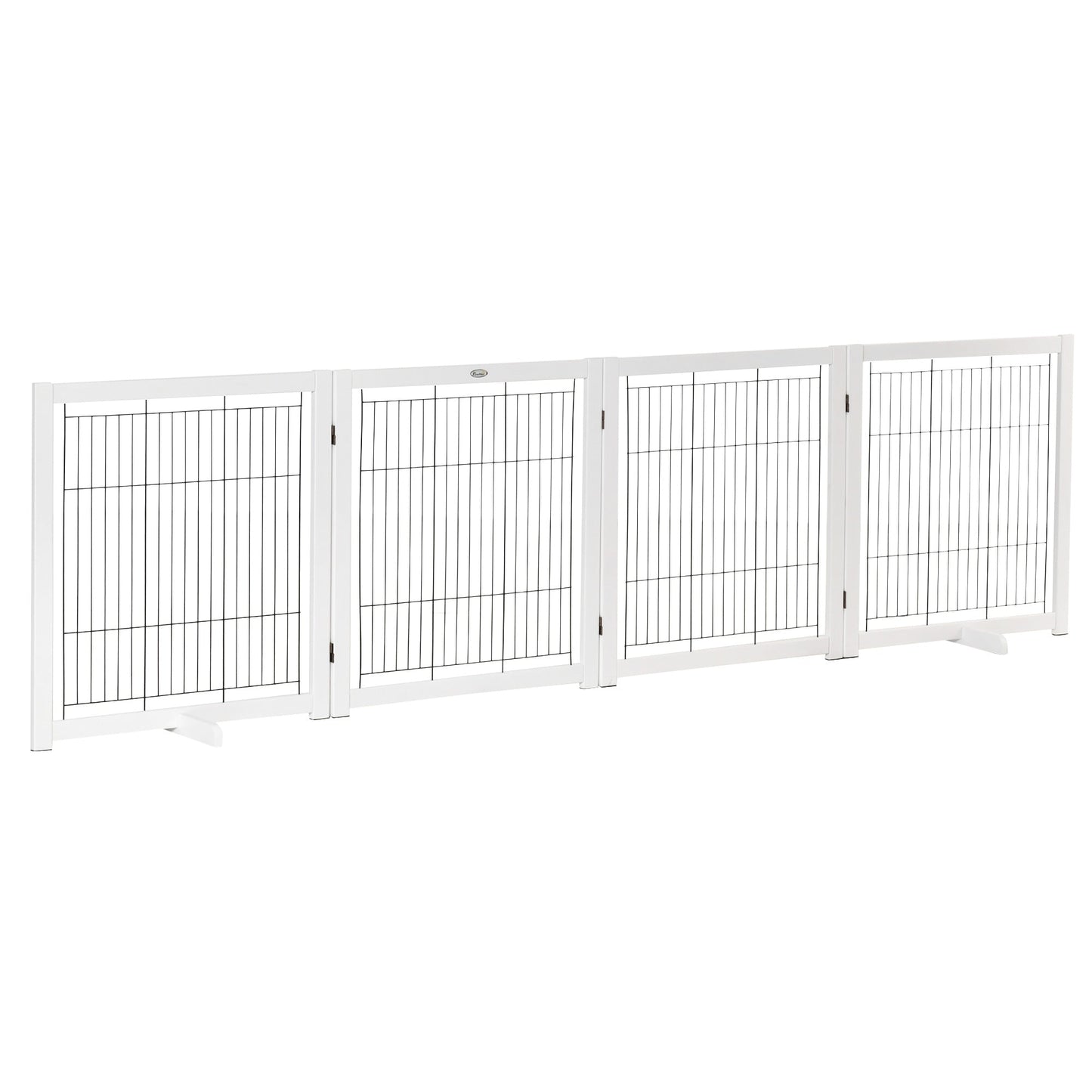 Wooden Dog Gate Foldable Pet Fence for Small &; Medium Dogs 4 Panel with Support Feet Freestanding Safety Barrier for House Doorway Stairs White Houses, Kennels & Pens Multi Colour  at Gallery Canada