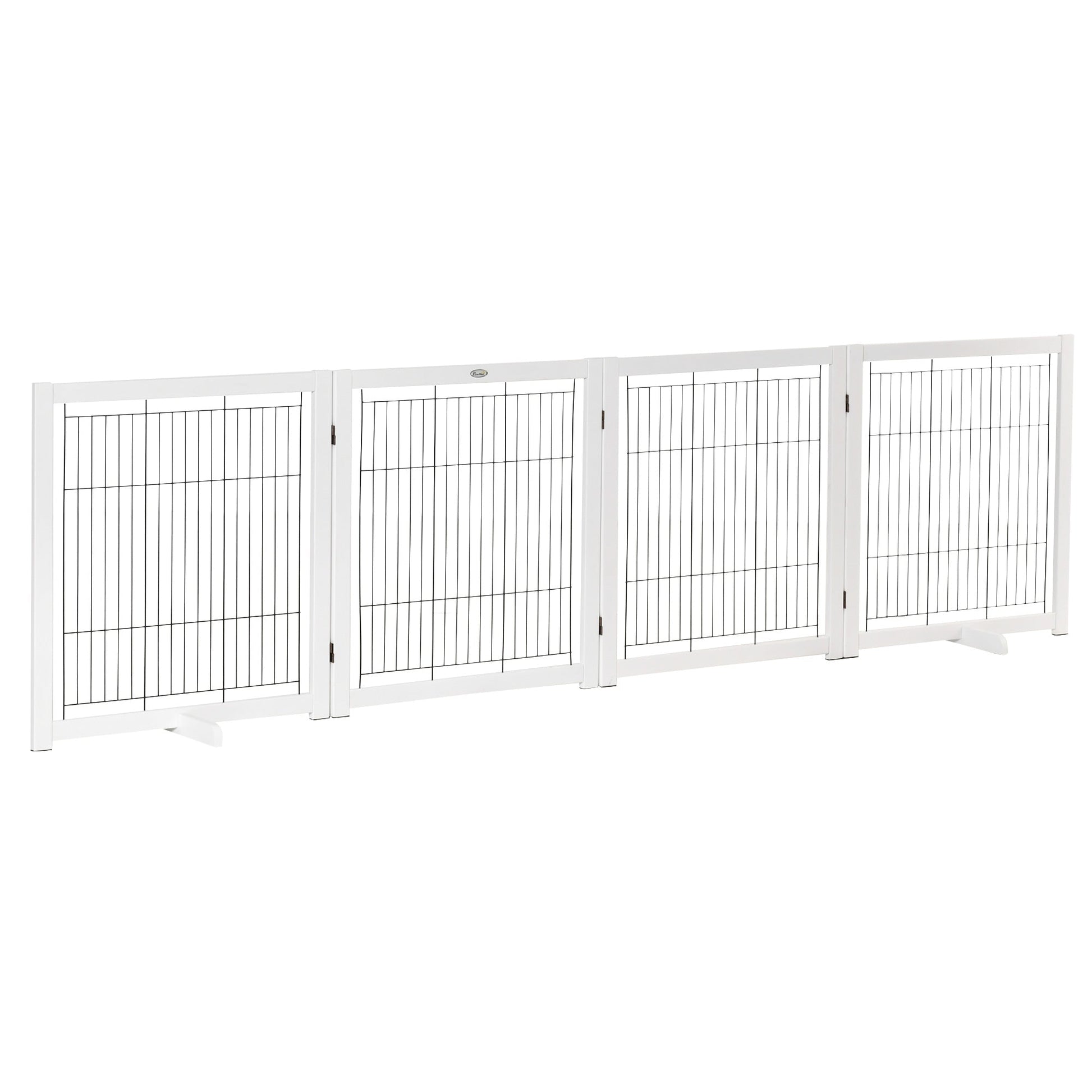 Wooden Dog Gate Foldable Pet Fence for Small &; Medium Dogs 4 Panel with Support Feet Freestanding Safety Barrier for House Doorway Stairs White Houses, Kennels & Pens Multi Colour  at Gallery Canada