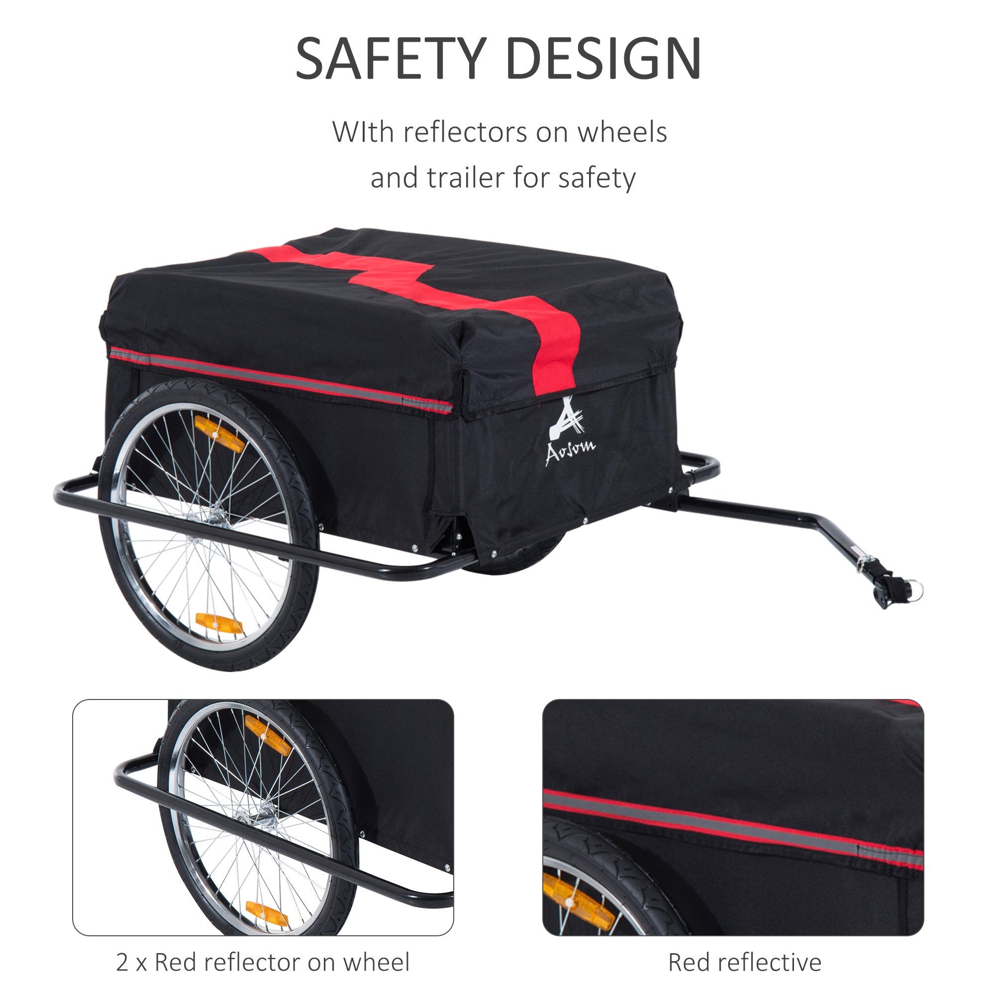 Bicycle Trailer Bike Cargo Trailer Garden Utility Cart Tool Carrier with Removable Cover, Red Bike Cargo Trailers   at Gallery Canada