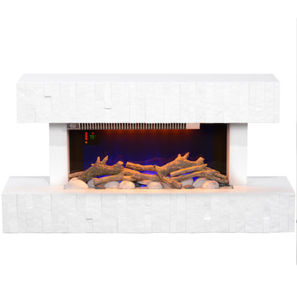 32 Inches Freestanding Electric Fireplace with Mantel, 1500W Replaceable Fireplace Insert Heater with Timer, White Electric Fireplaces   at Gallery Canada