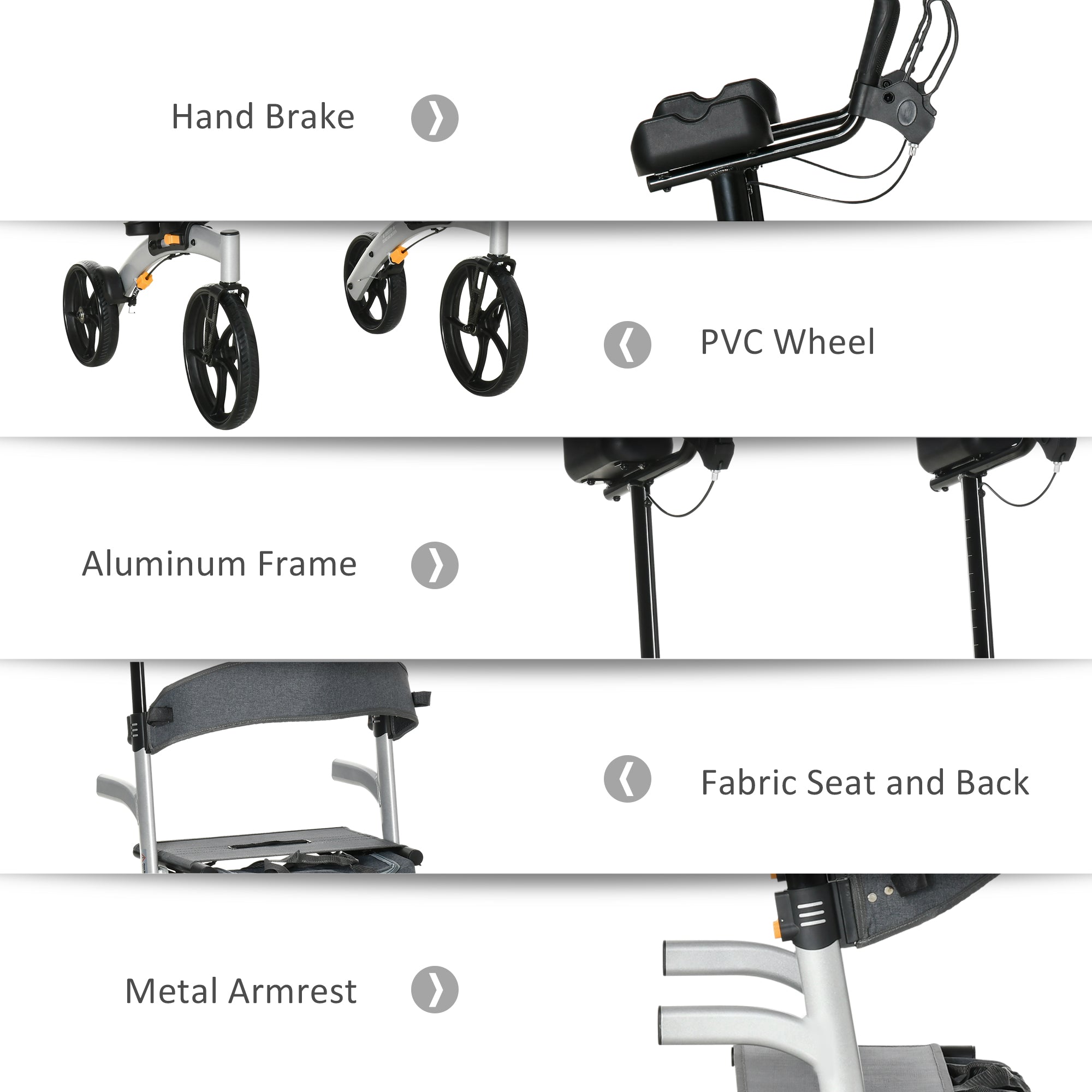 Aluminum Upright Walker with 10'' Wheels, Seat and Backrest, Folding Collator Walker with Storage Bag, Silver Knee Walker & Wheelchair Ramps   at Gallery Canada