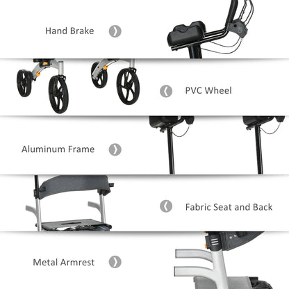 Aluminum Upright Walker with 10'' Wheels, Seat and Backrest, Folding Collator Walker with Storage Bag, Silver Knee Walker & Wheelchair Ramps   at Gallery Canada